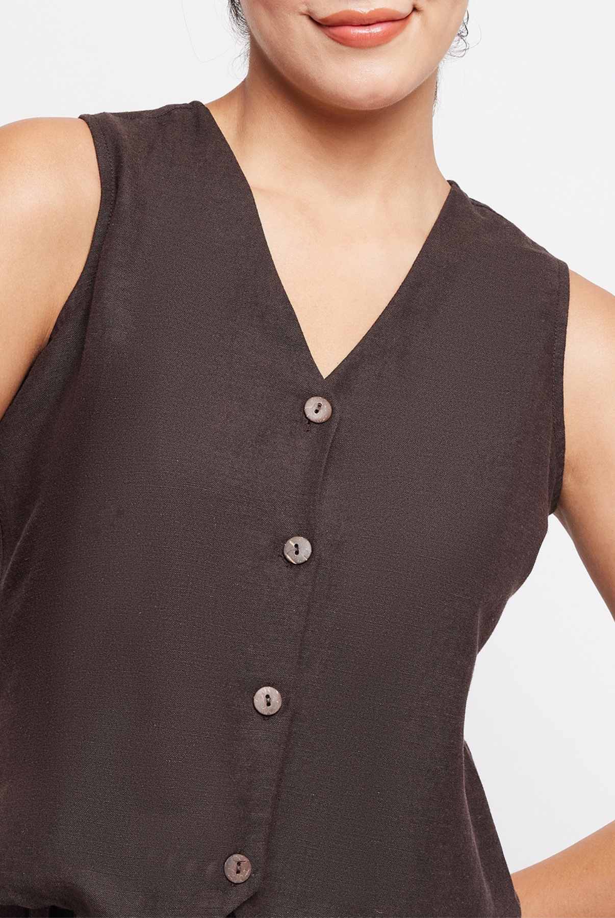 Litsea Waistcoat | Coffee