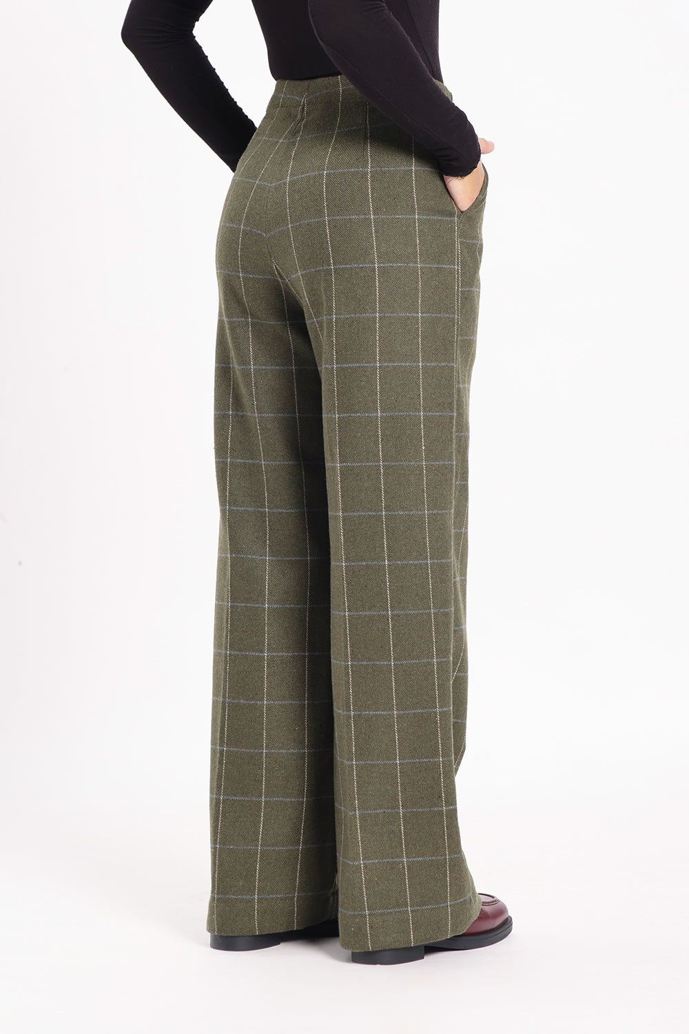 Tweed Flow Pants - Green Check