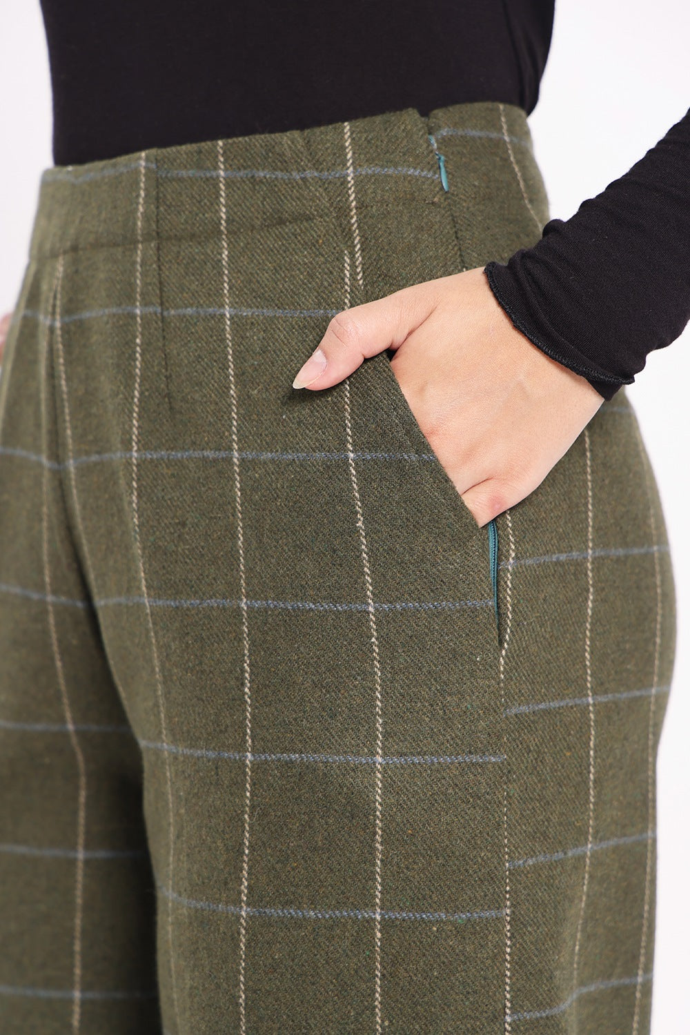 Tweed Flow Pants - Green Check