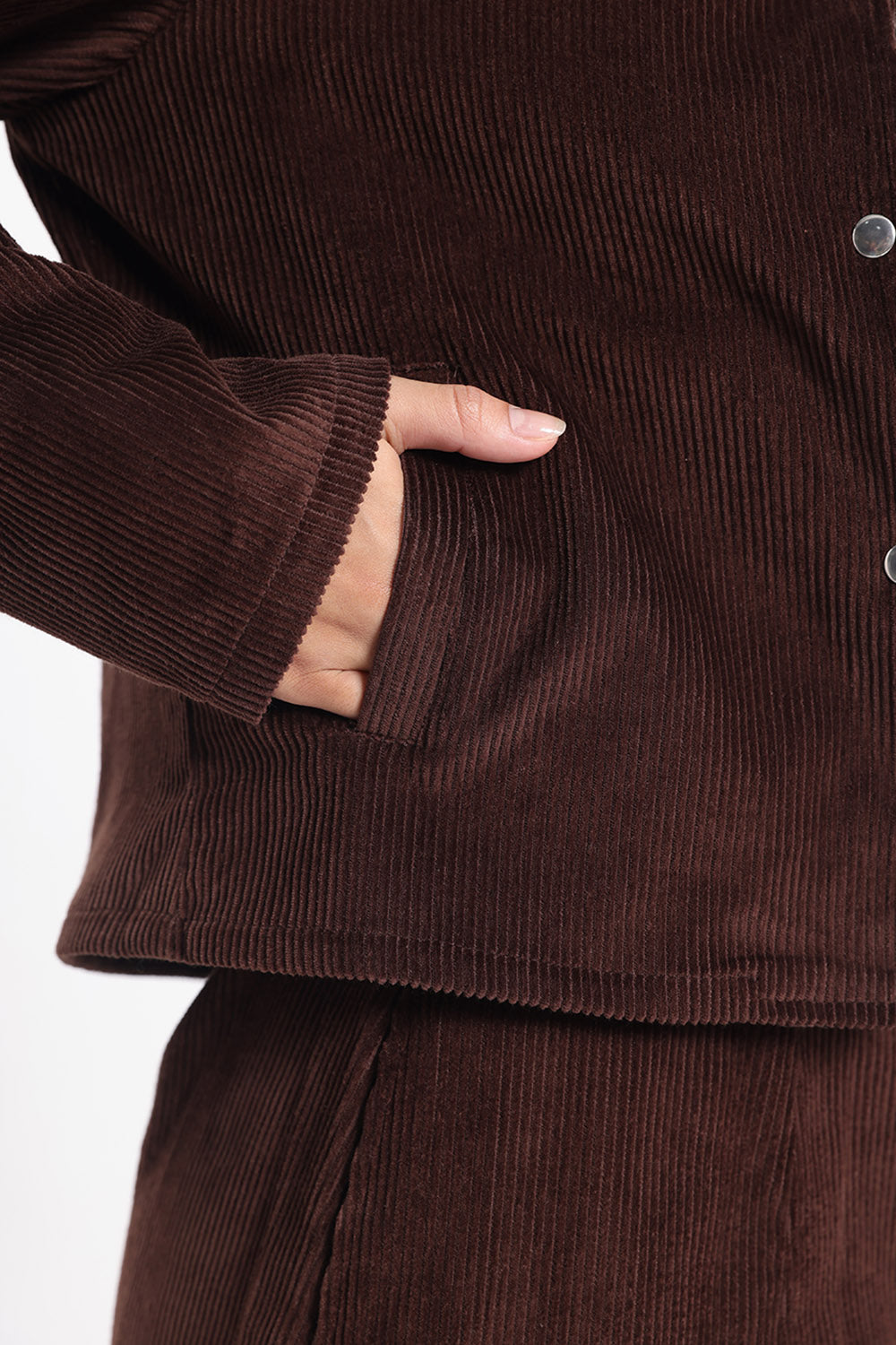 Córd Cropped Jacket - Brown