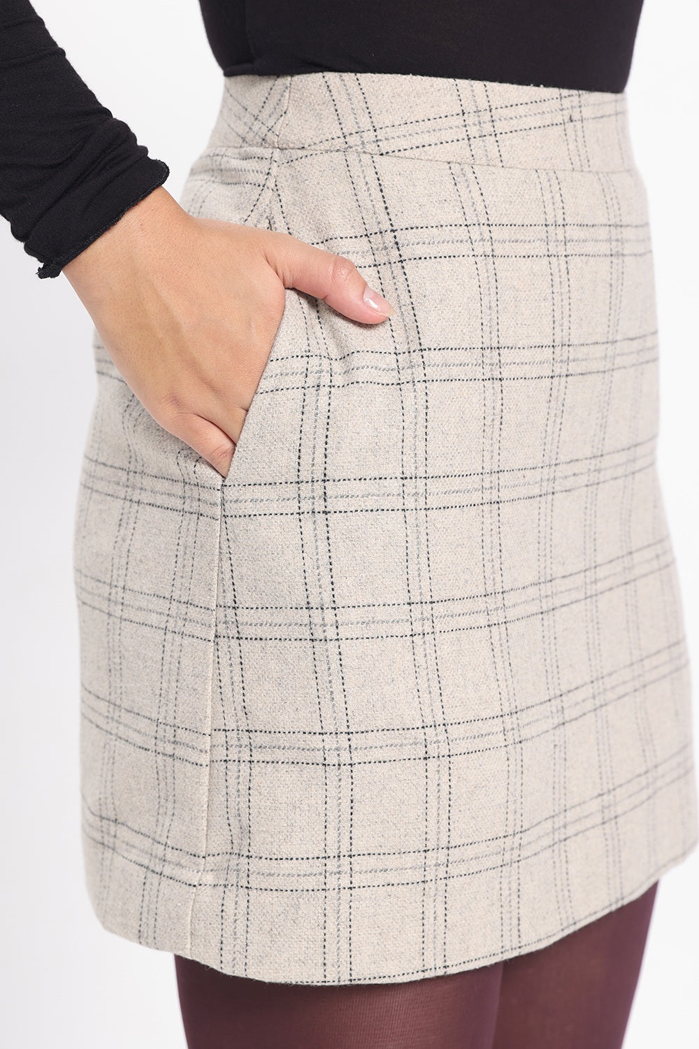 Tweed Mini Skirt - Off White Checks
