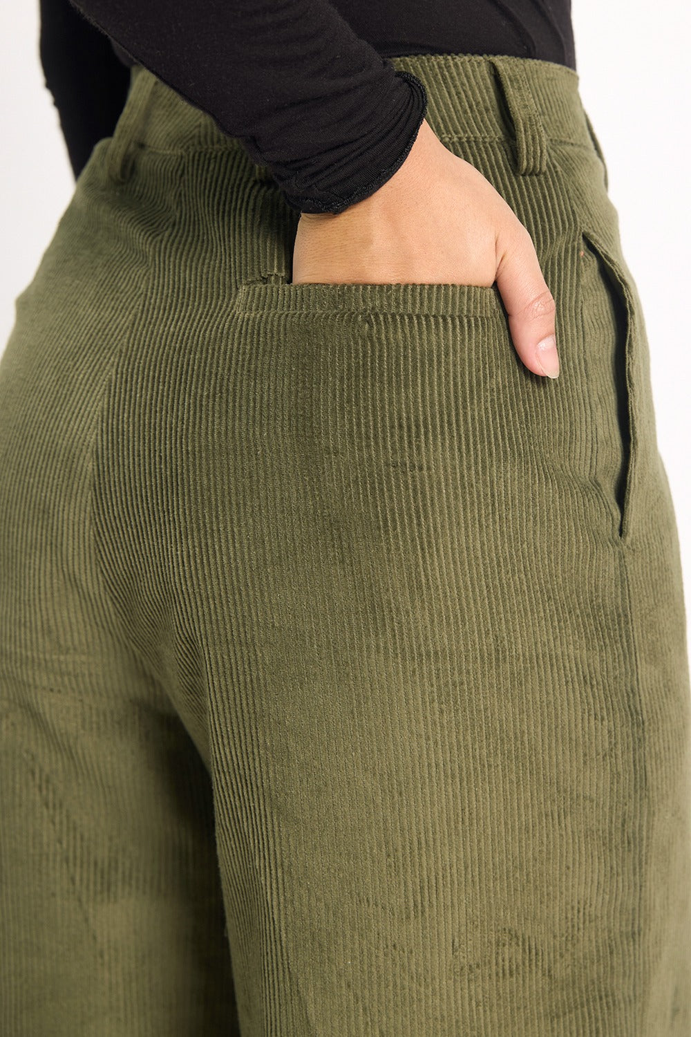 Córd Wide-Leg Pants - Olive