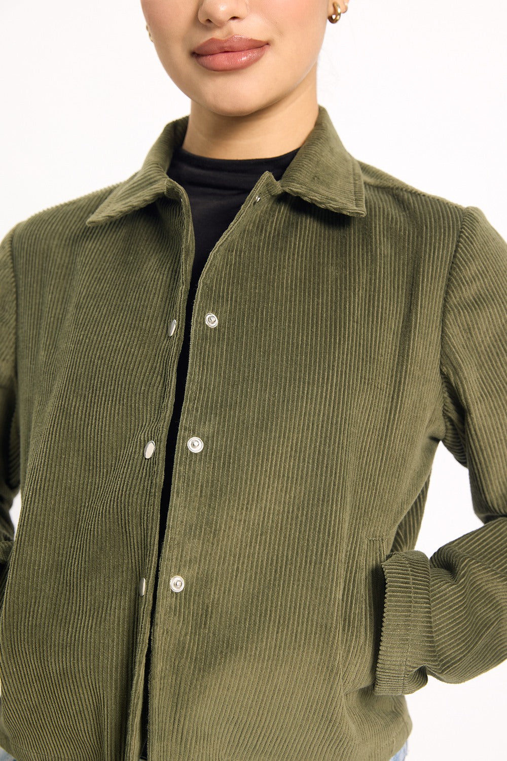 Córd Cropped Jacket - Olive