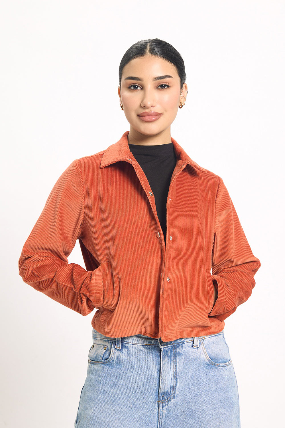 Córd Cropped Jacket - Rust Orange