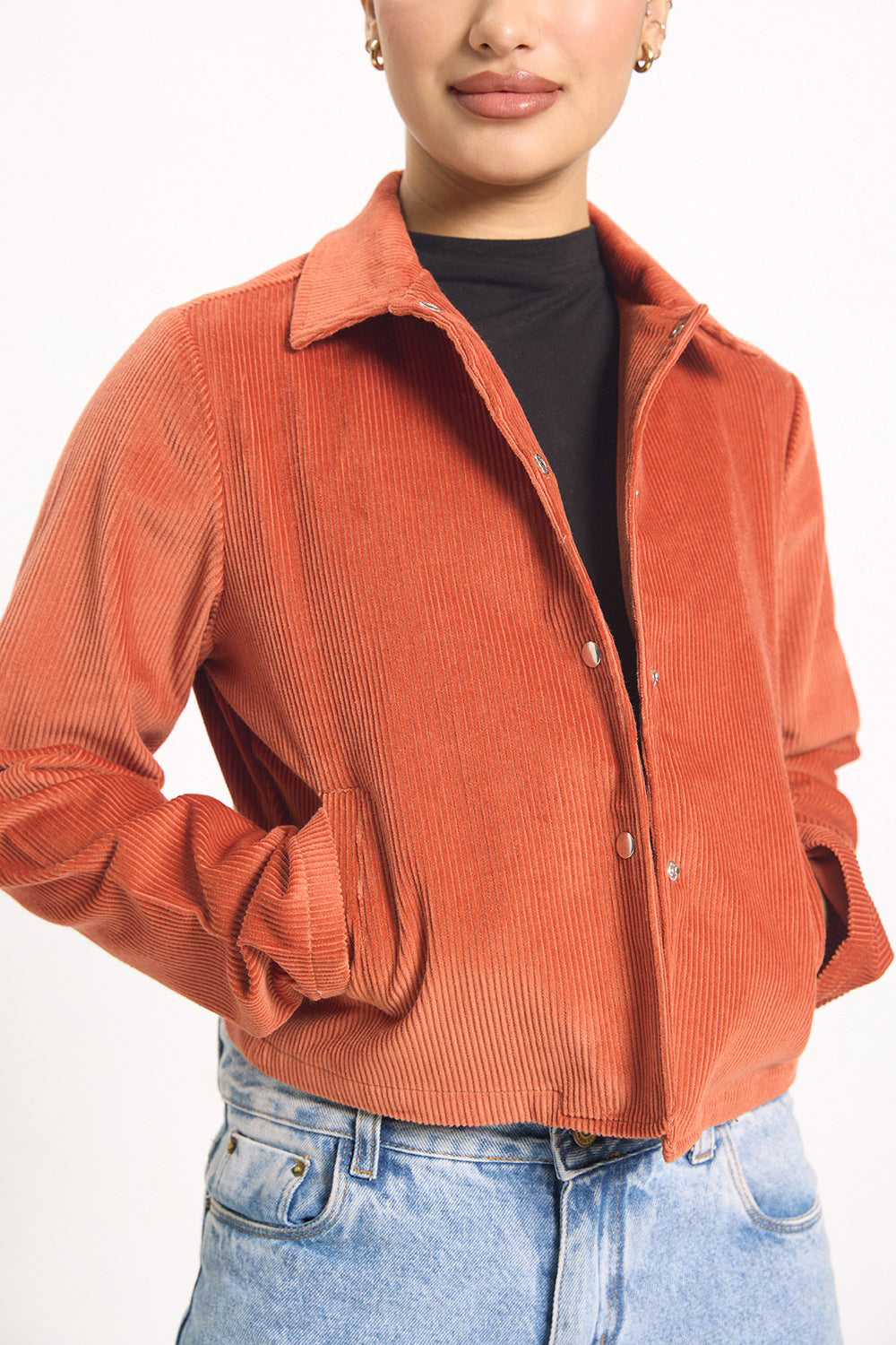 Córd Cropped Jacket - Rust Orange