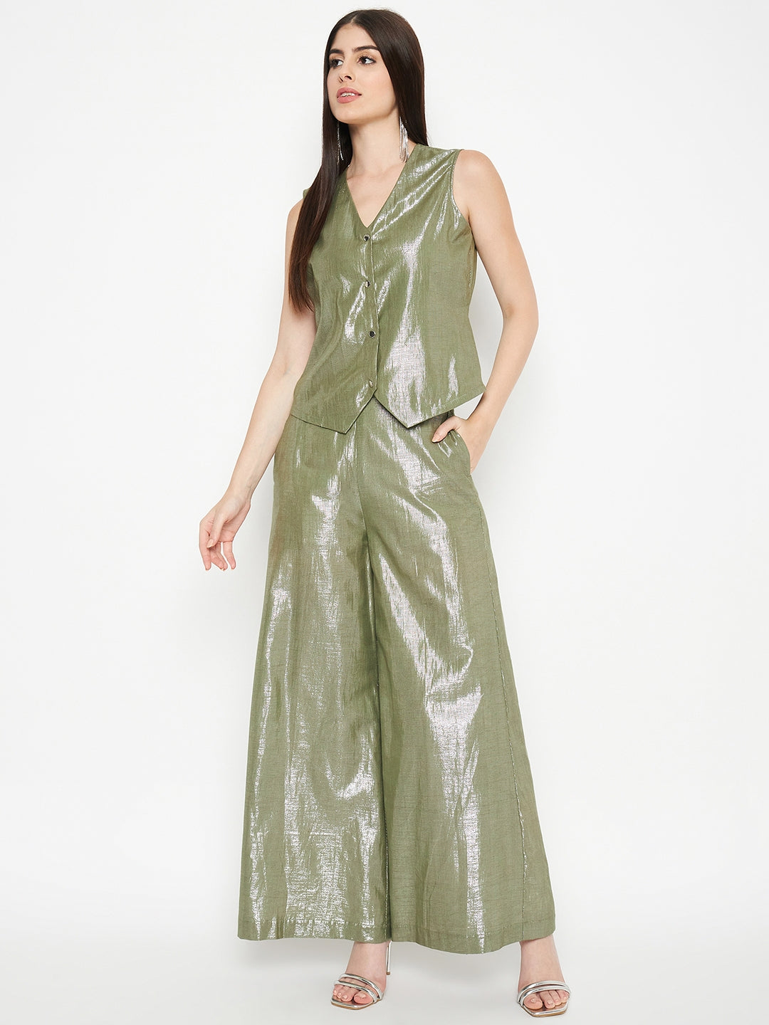 Litsea Waistcoat | Green Shimmer