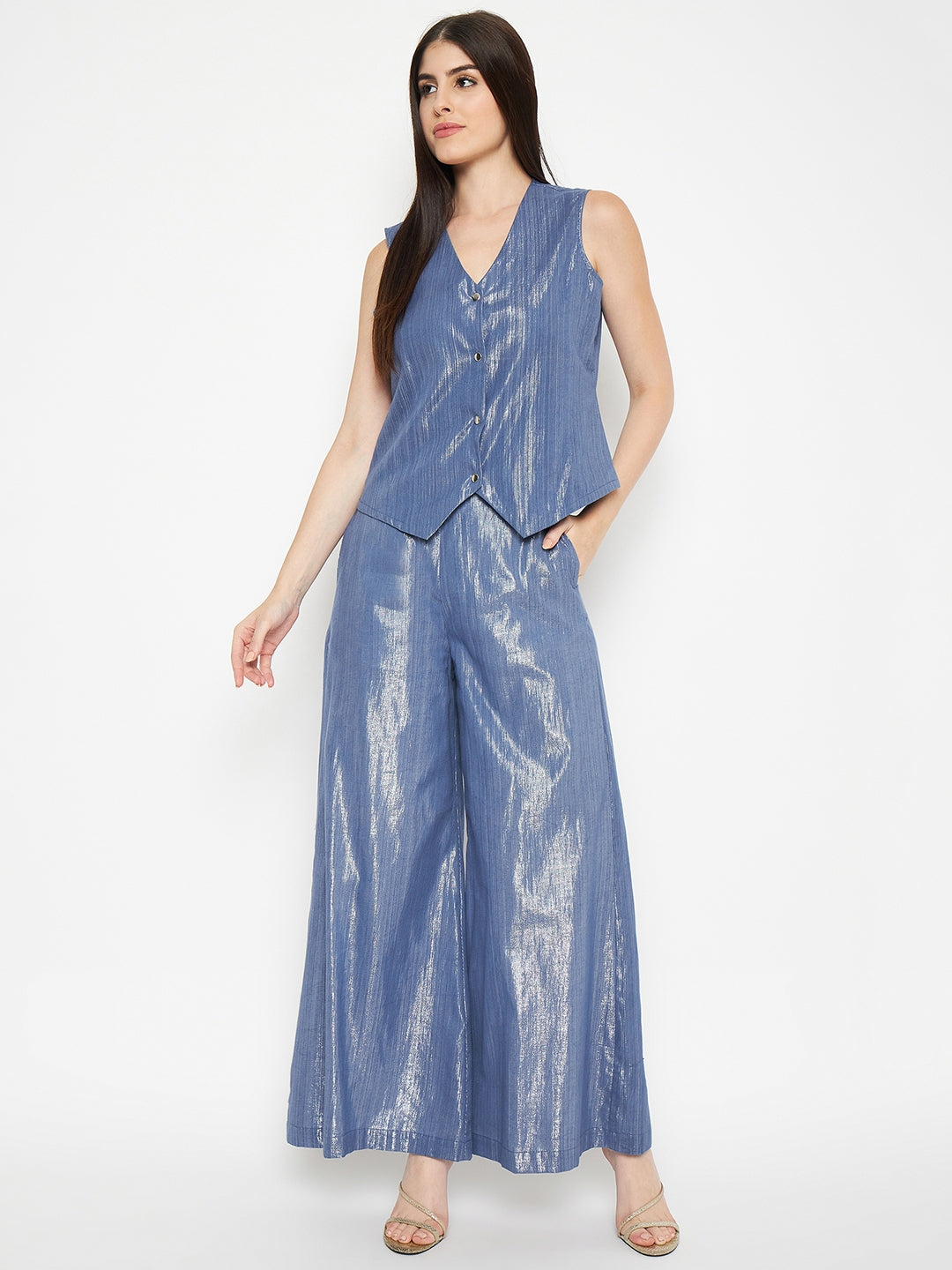 Litsea Waistcoat | Blue Shimmer