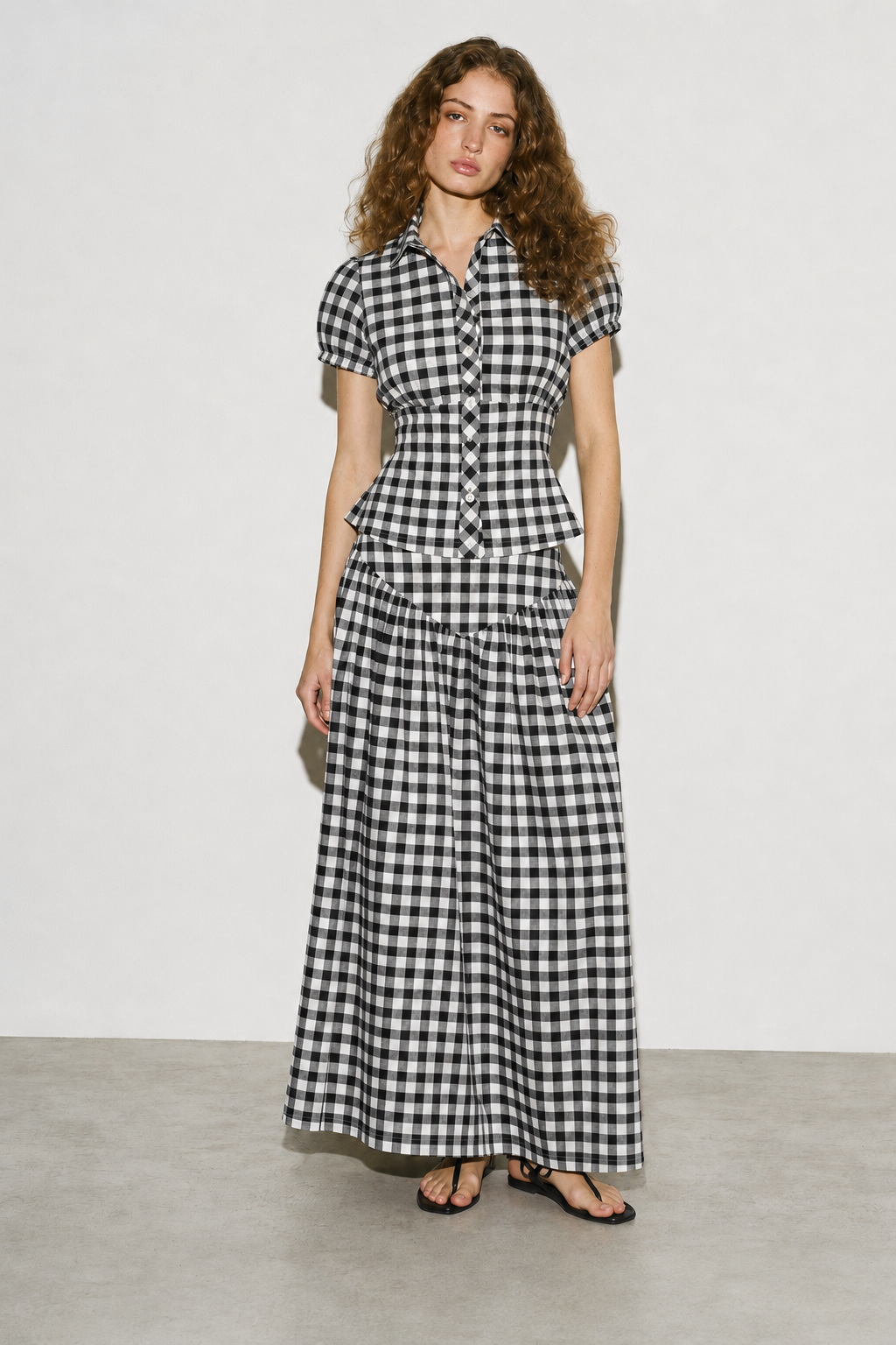 Curve Shirt Coord - Black Check