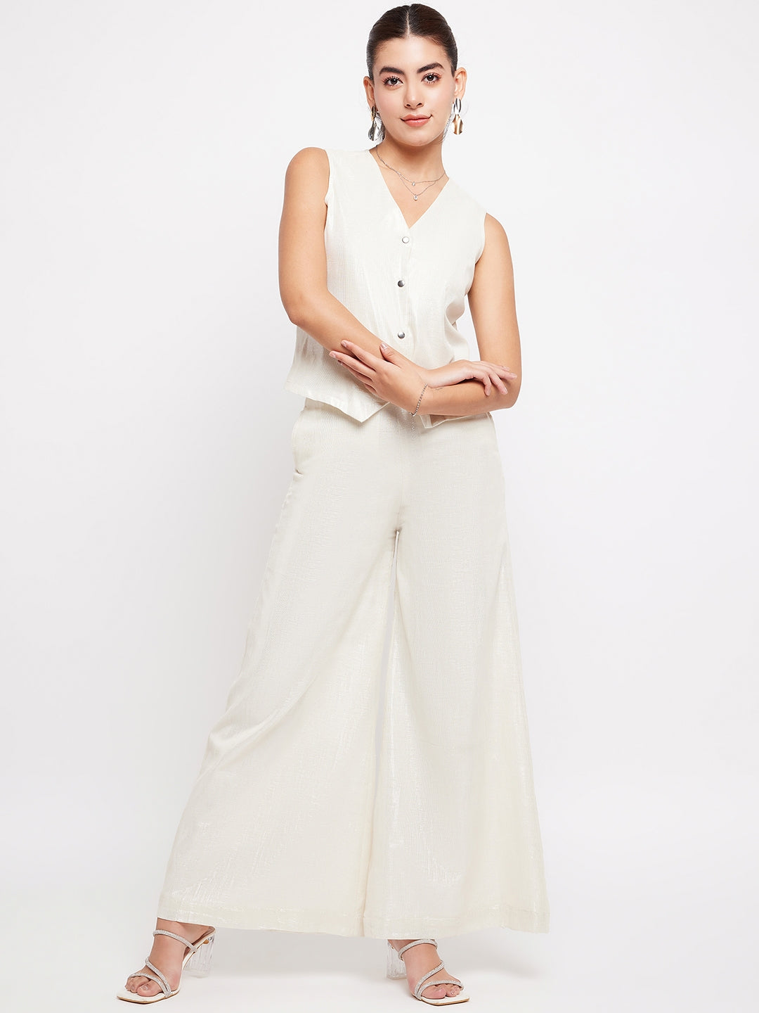 Litsea Waistcoat | White Shimmer