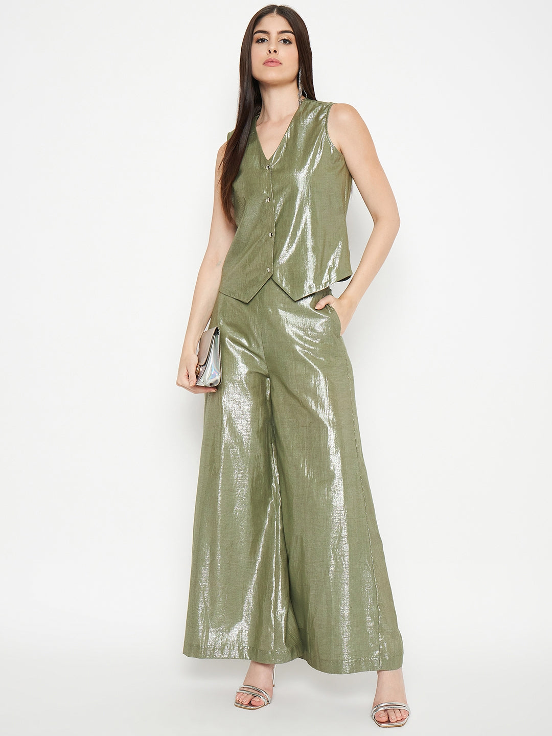 Litsea Waistcoat | Green Shimmer