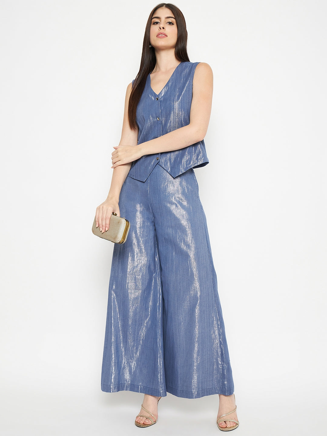 Litsea Waistcoat | Blue Shimmer