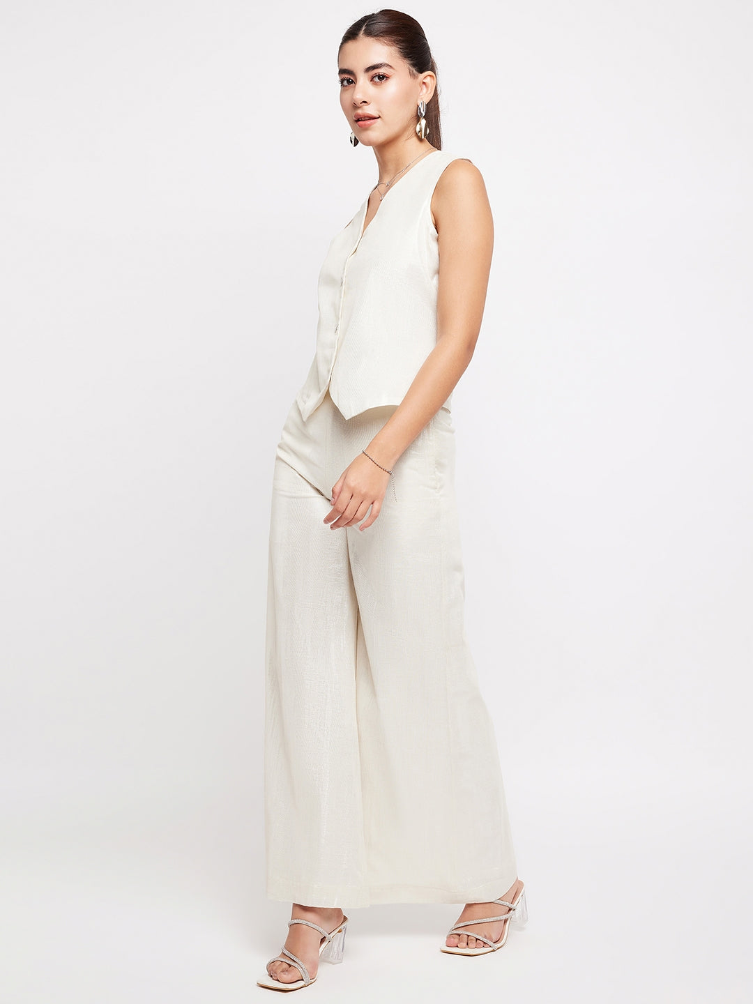 Litsea Waistcoat | White Shimmer