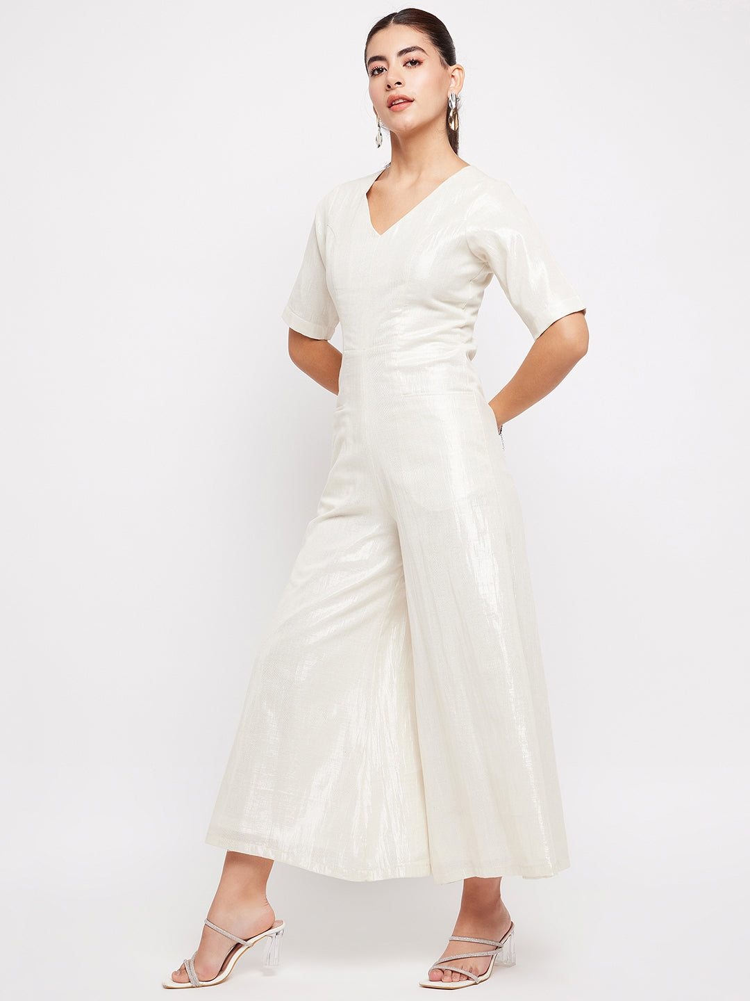 Kiana Jumpsuit | White Shimmer