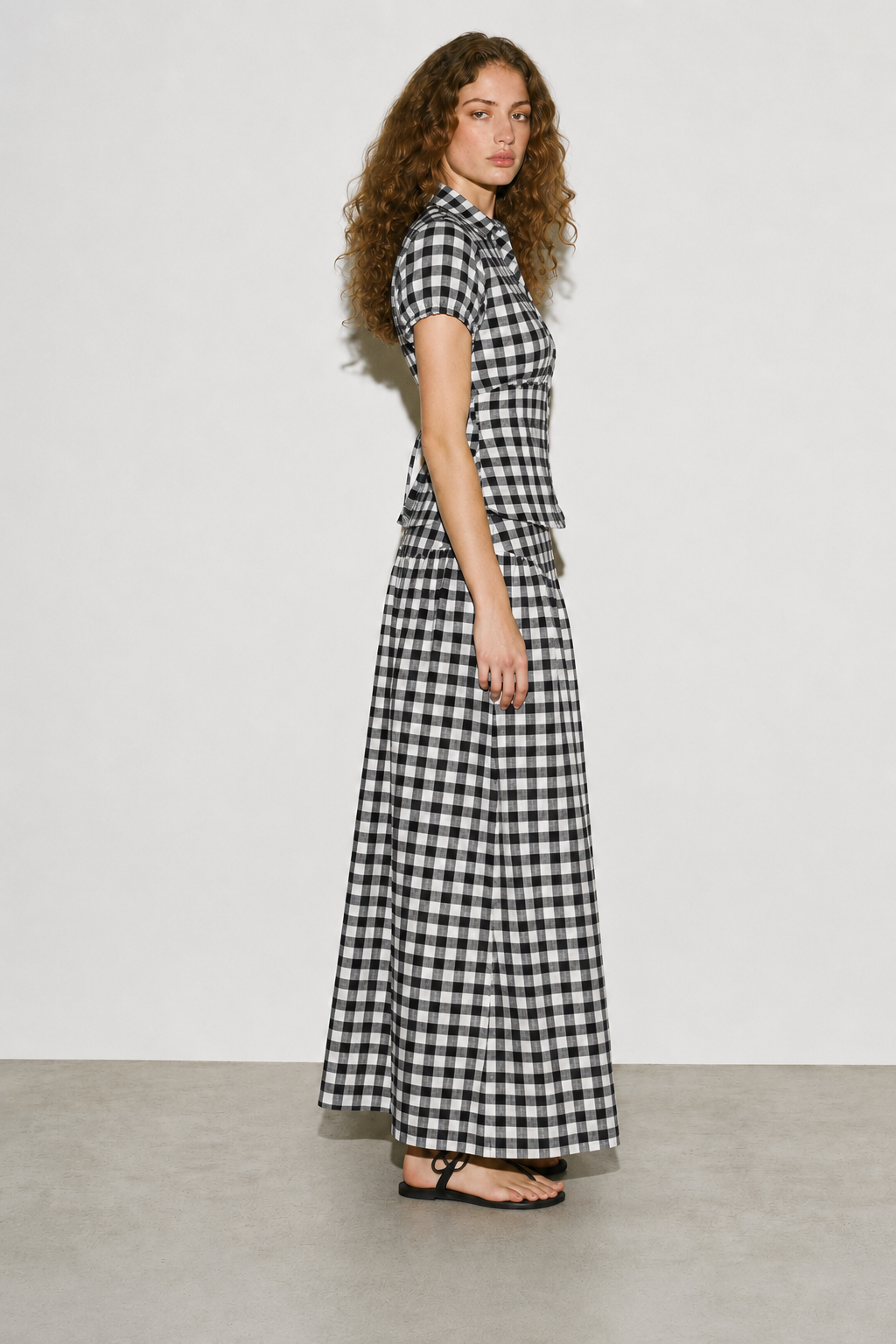 Curve Shirt Coord - Black Check