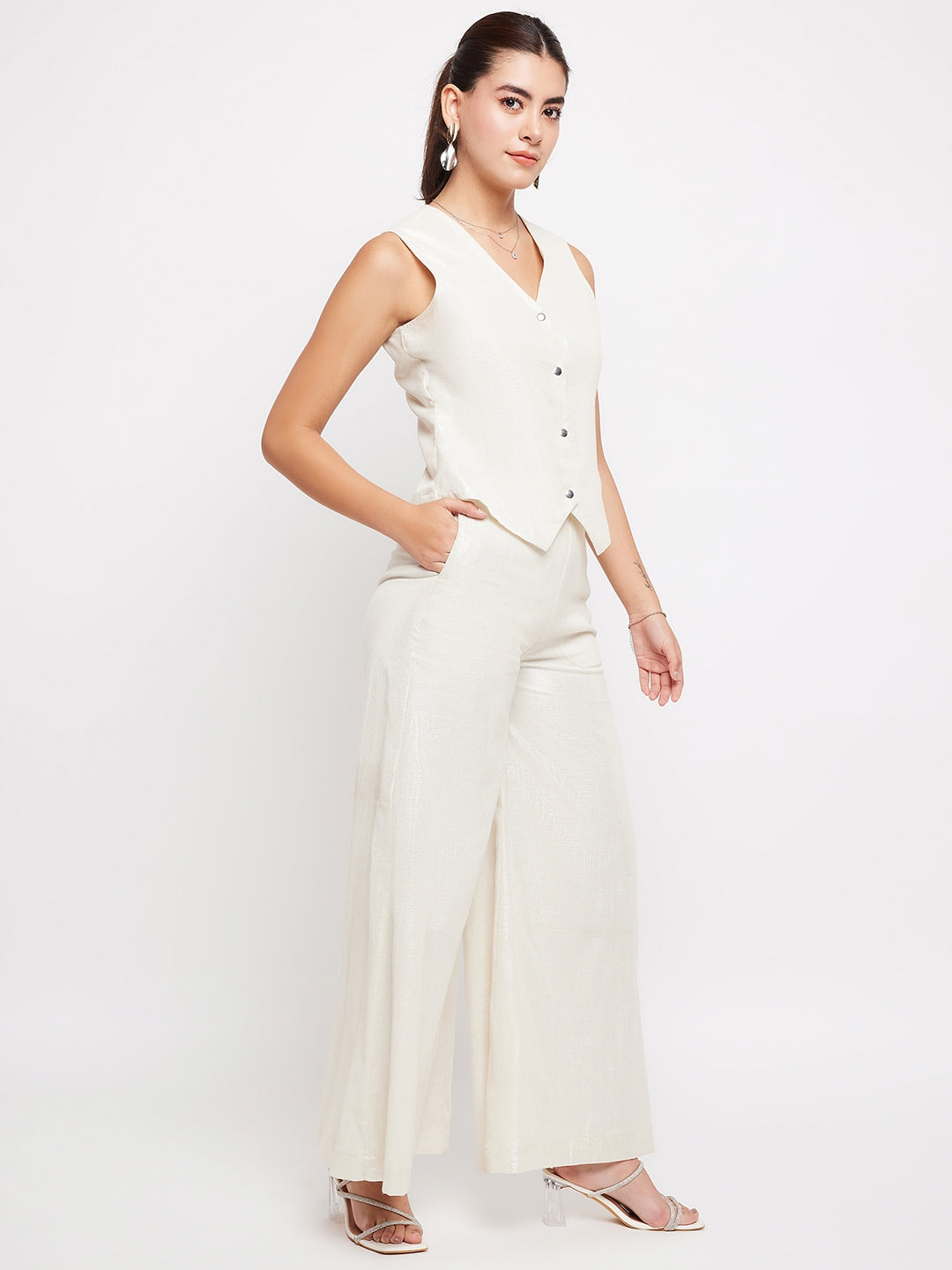 Litsea Waistcoat | White Shimmer