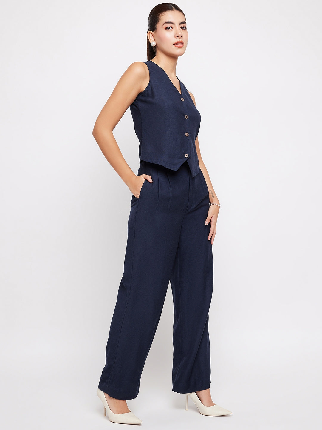 Litsea Waistcoat Set | Navy