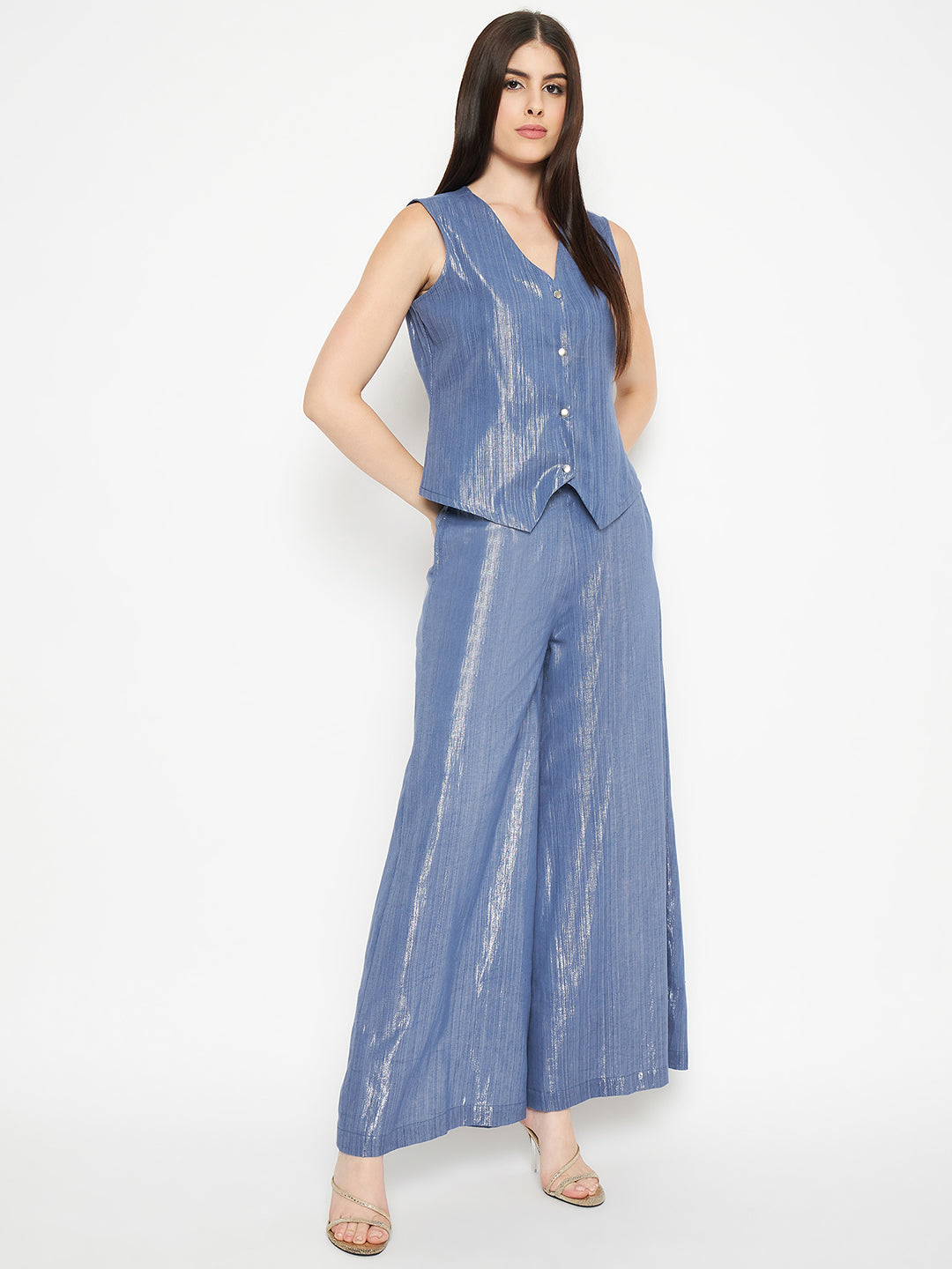 Litsea Waistcoat | Blue Shimmer