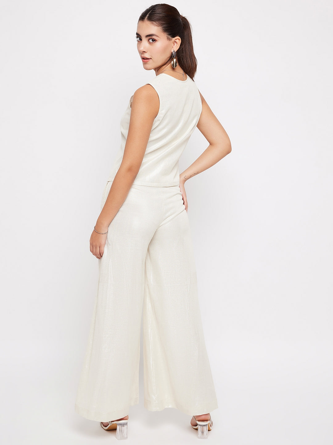 Litsea Waistcoat | White Shimmer