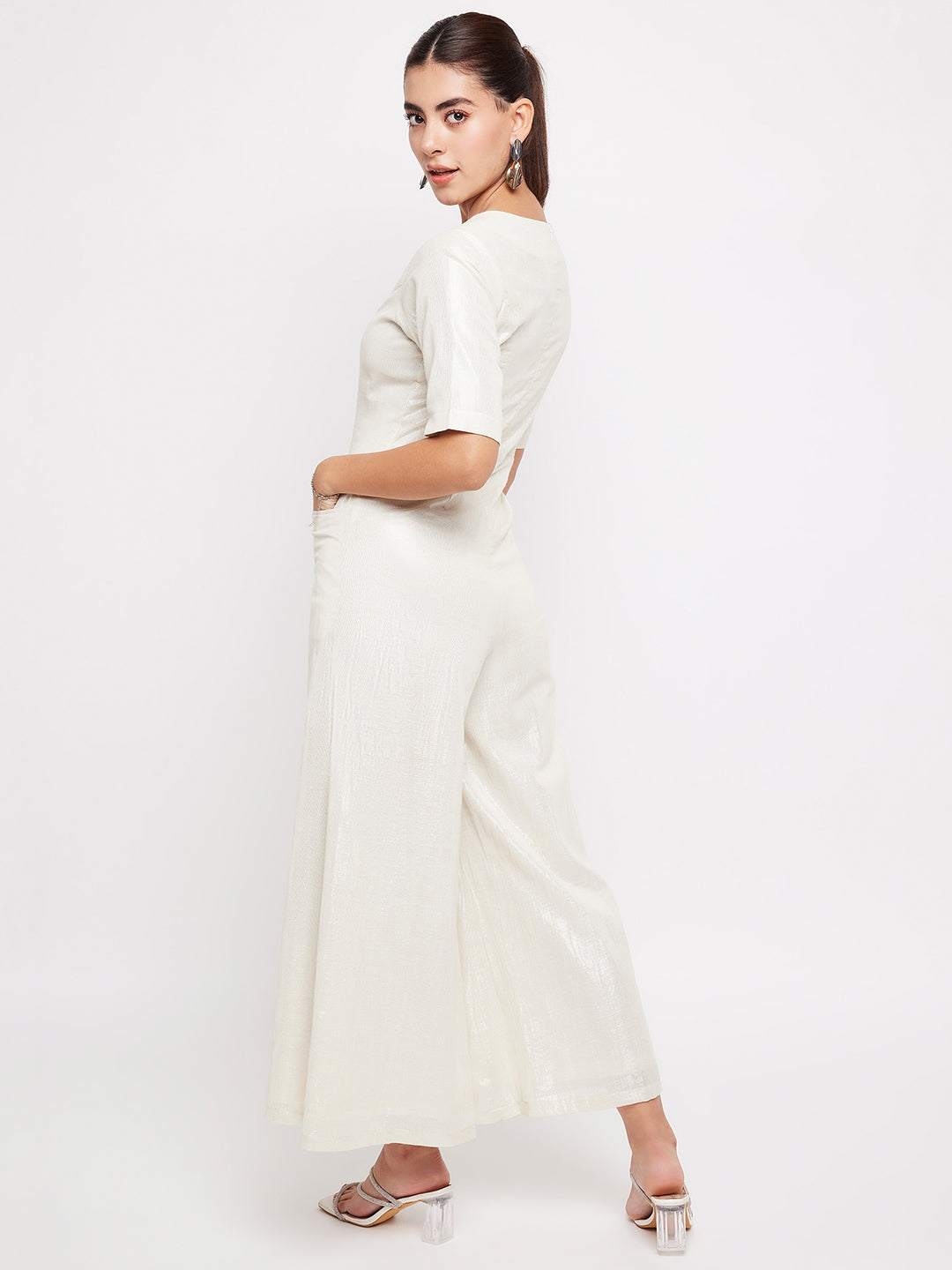 Kiana Jumpsuit | White Shimmer