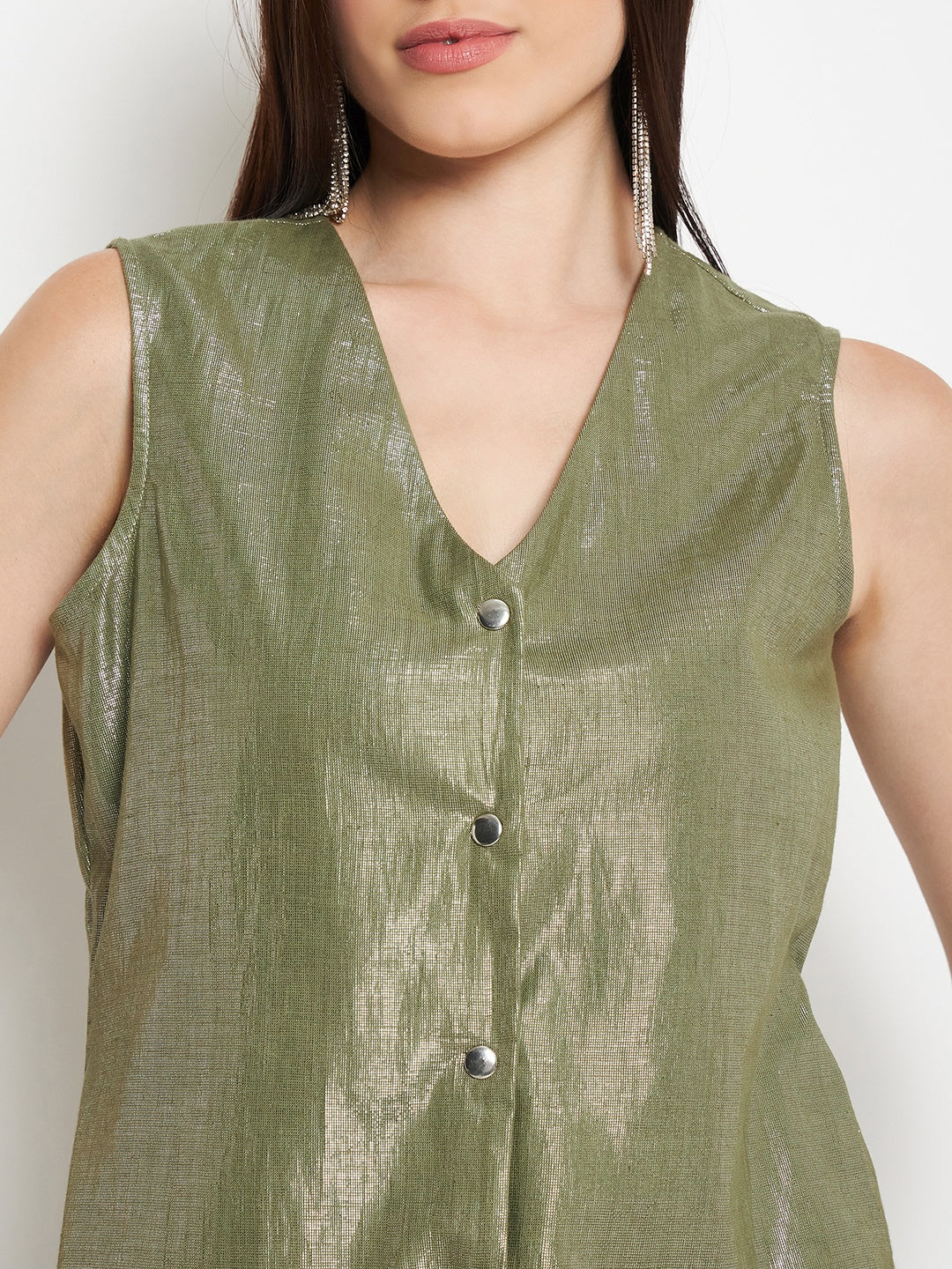Litsea Waistcoat | Green Shimmer
