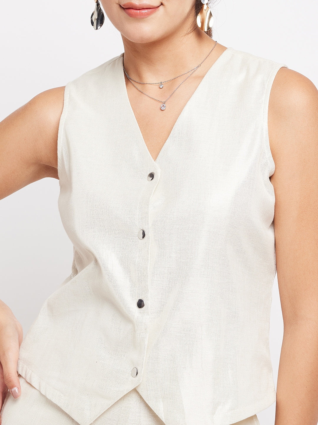 Litsea Waistcoat | White Shimmer