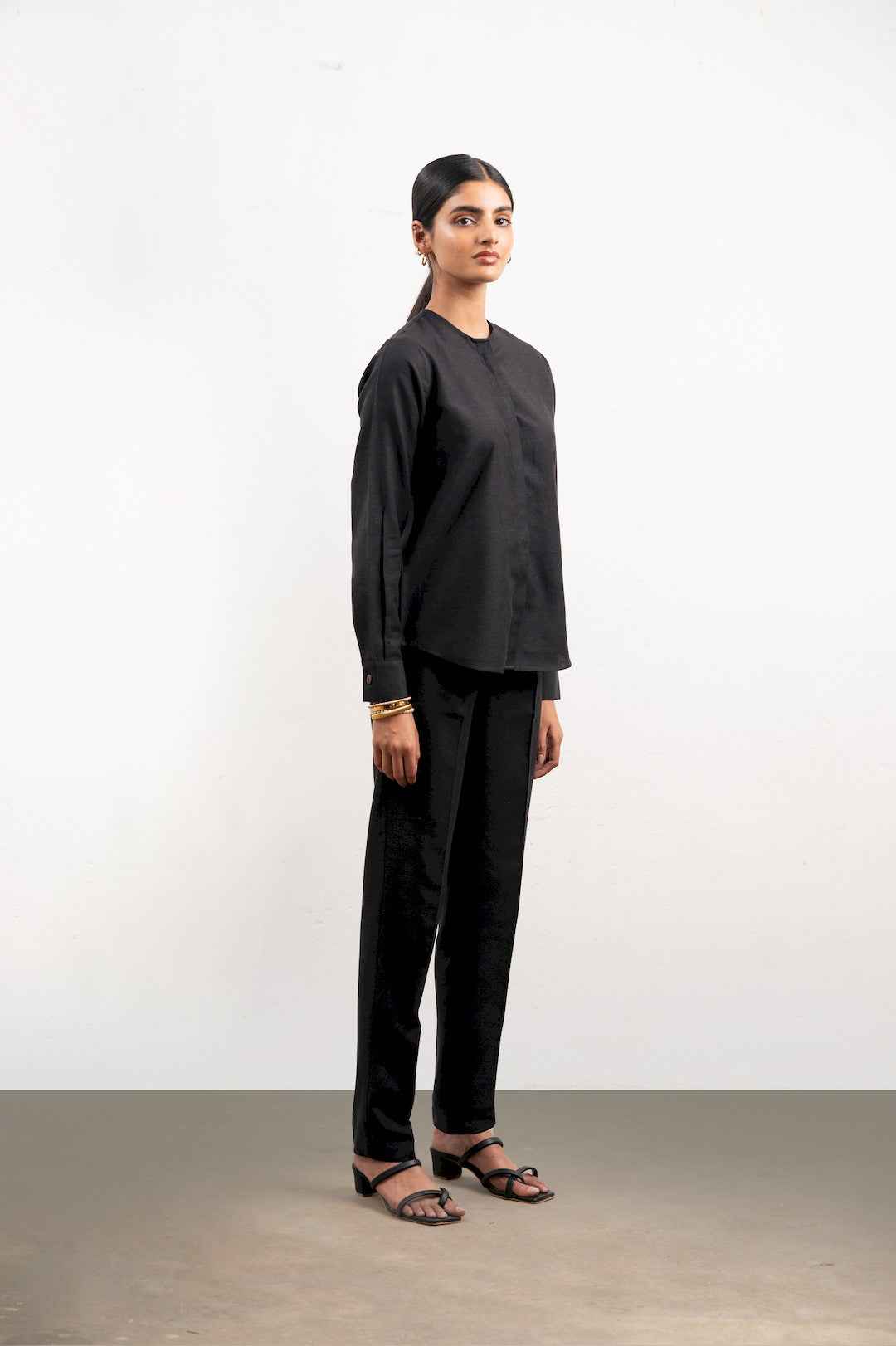 Atten Collarless Shirt Set