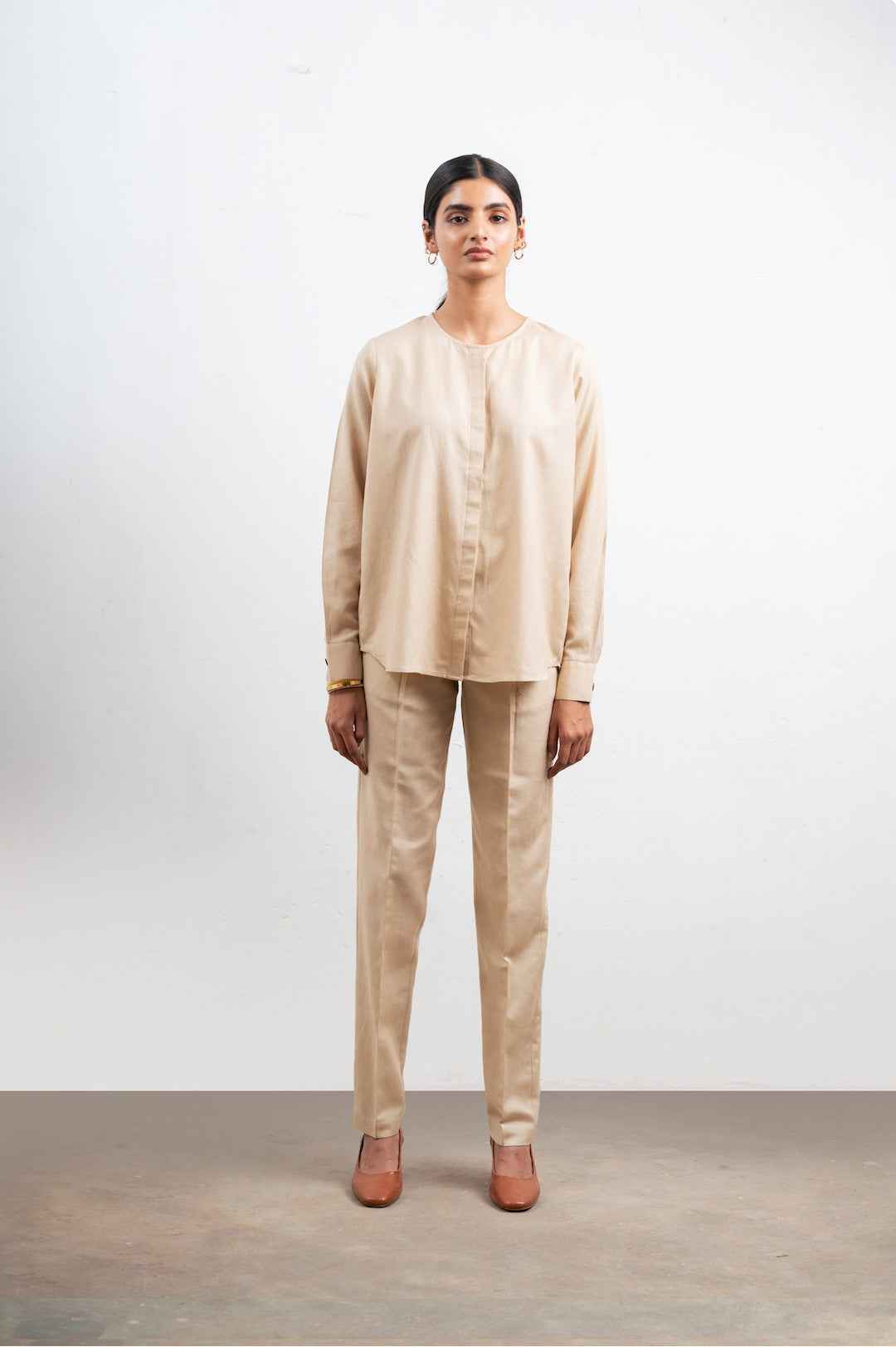 Atten Collarless Shirt Set