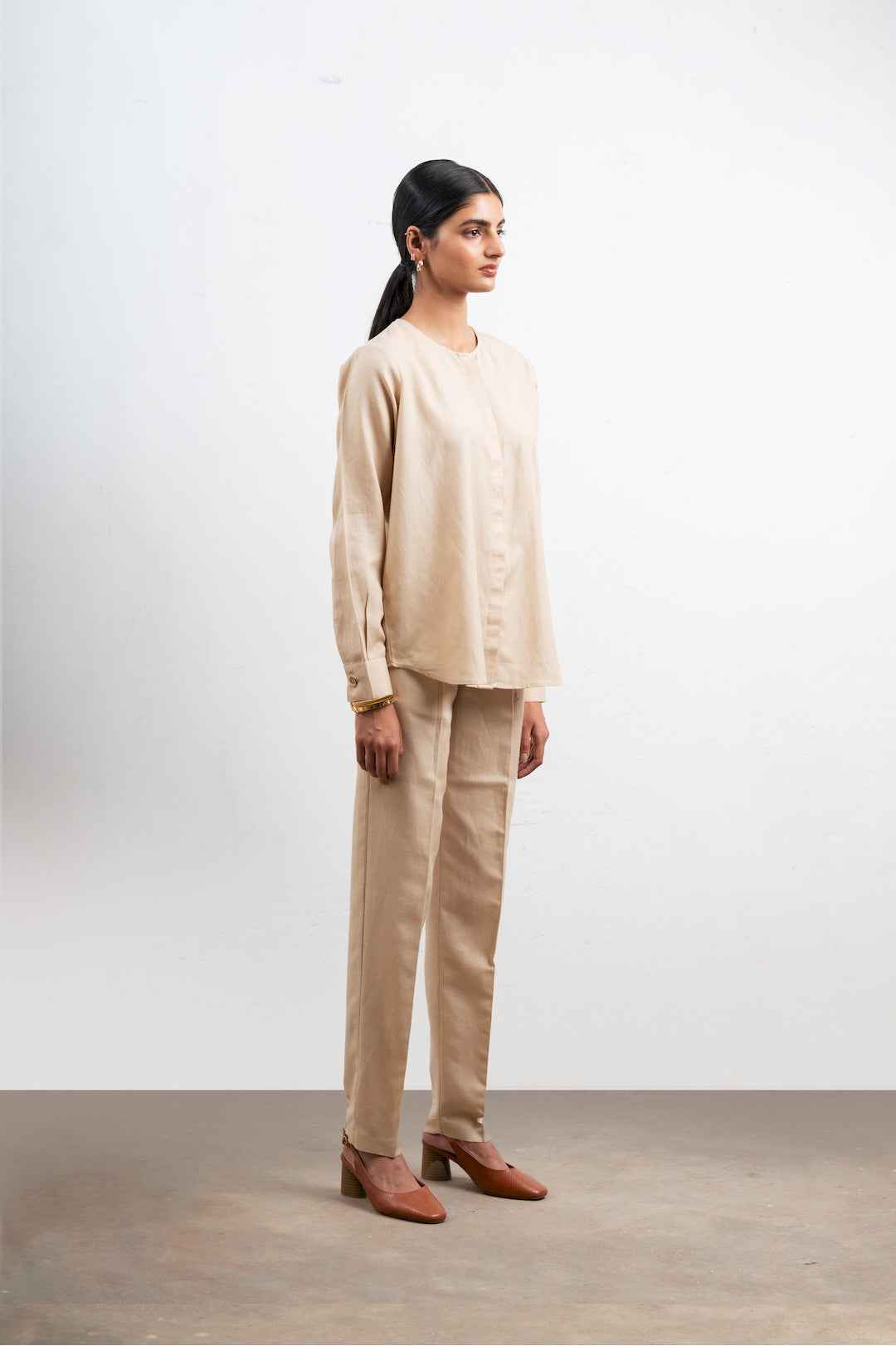 Atten Collarless Shirt Set