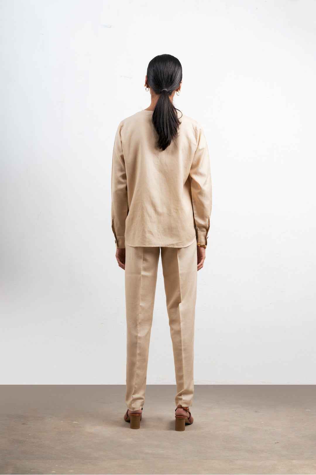 Atten Collarless Shirt Set