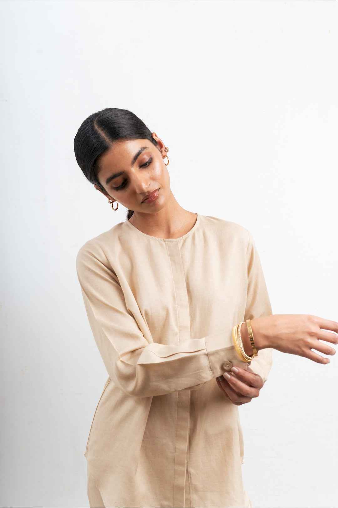 Atten Collarless Shirt Set