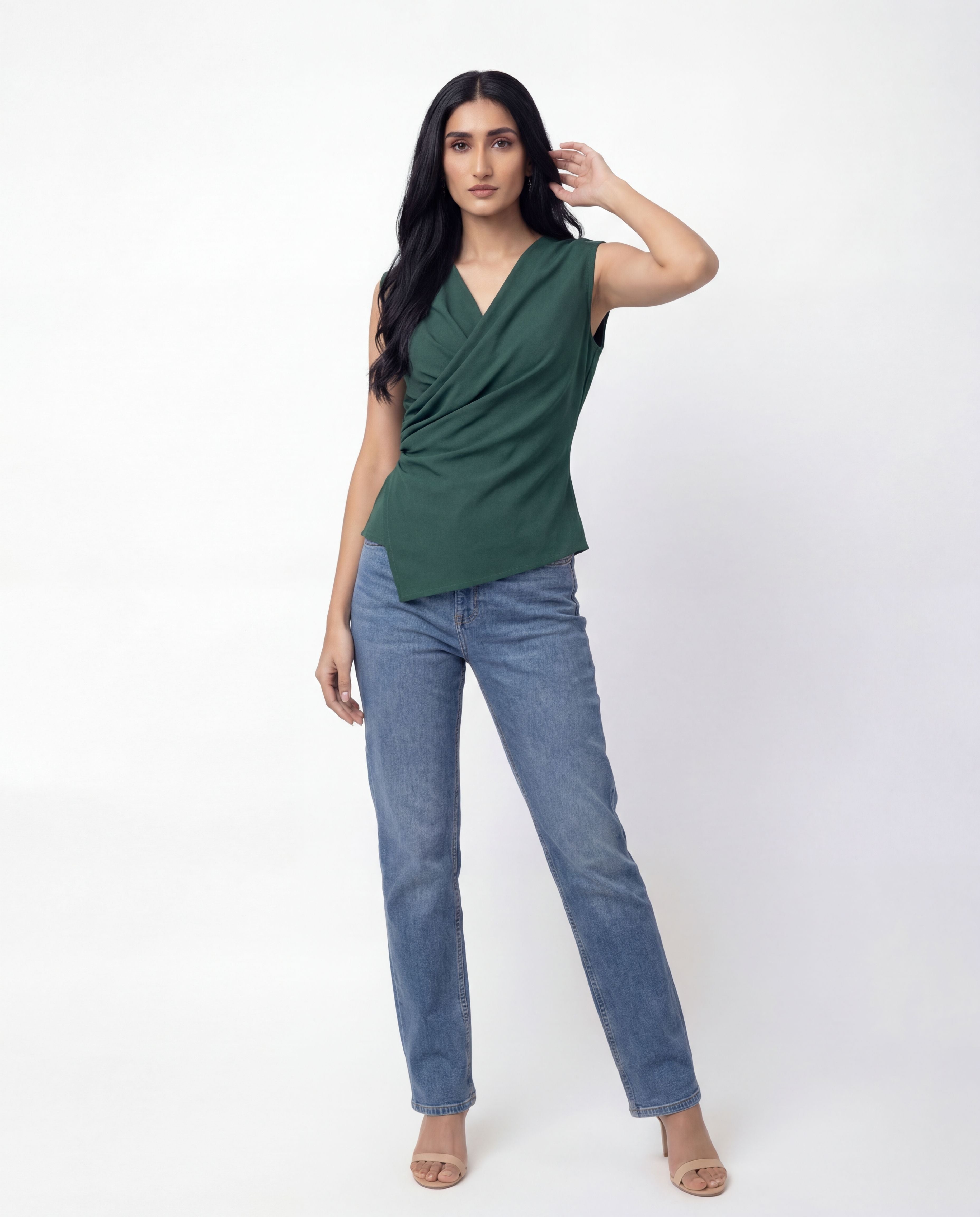 Cowl Cross Top - Jade