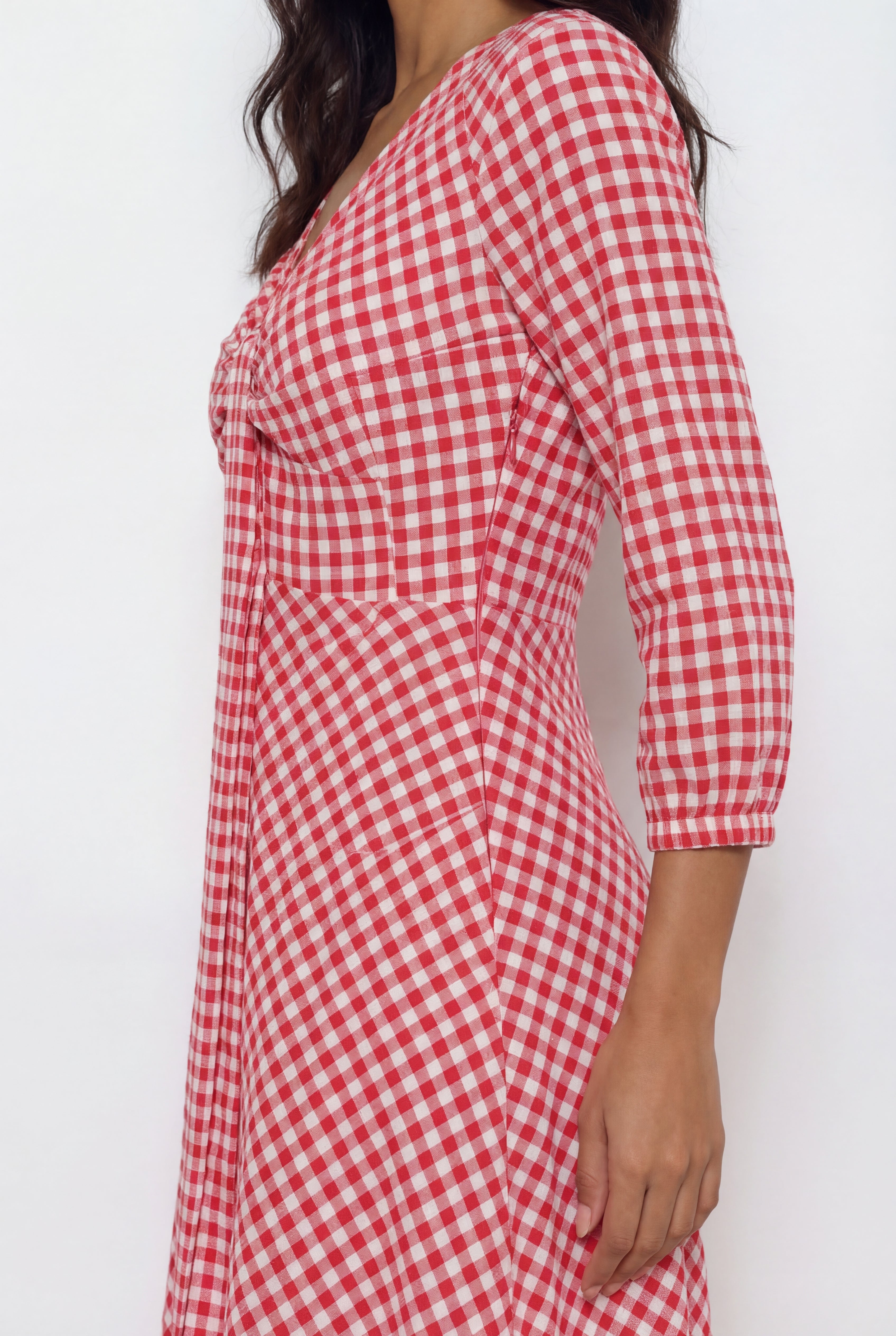 Knot Ghingham Dress - Red