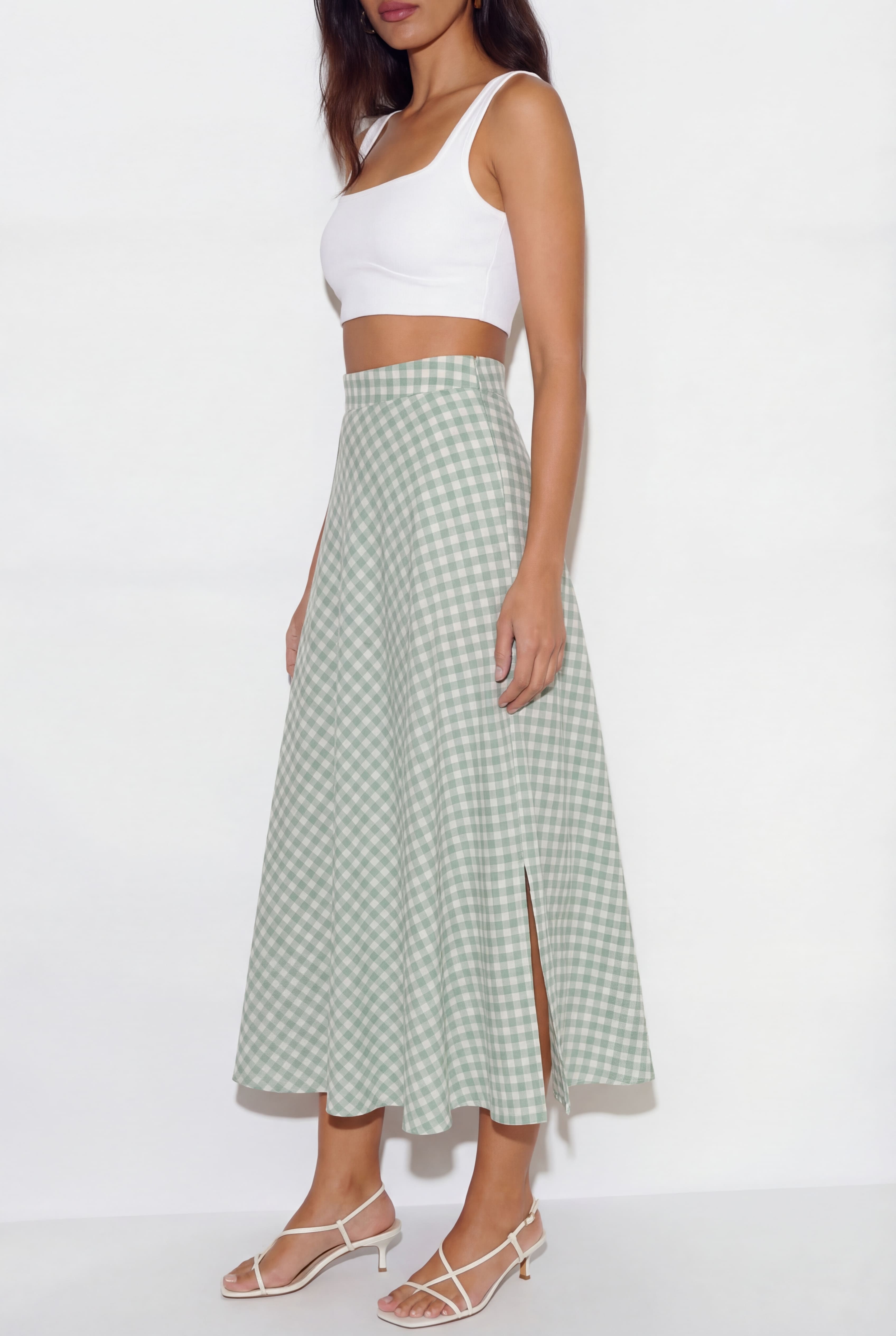 Poppy Gingham Skirt - Green