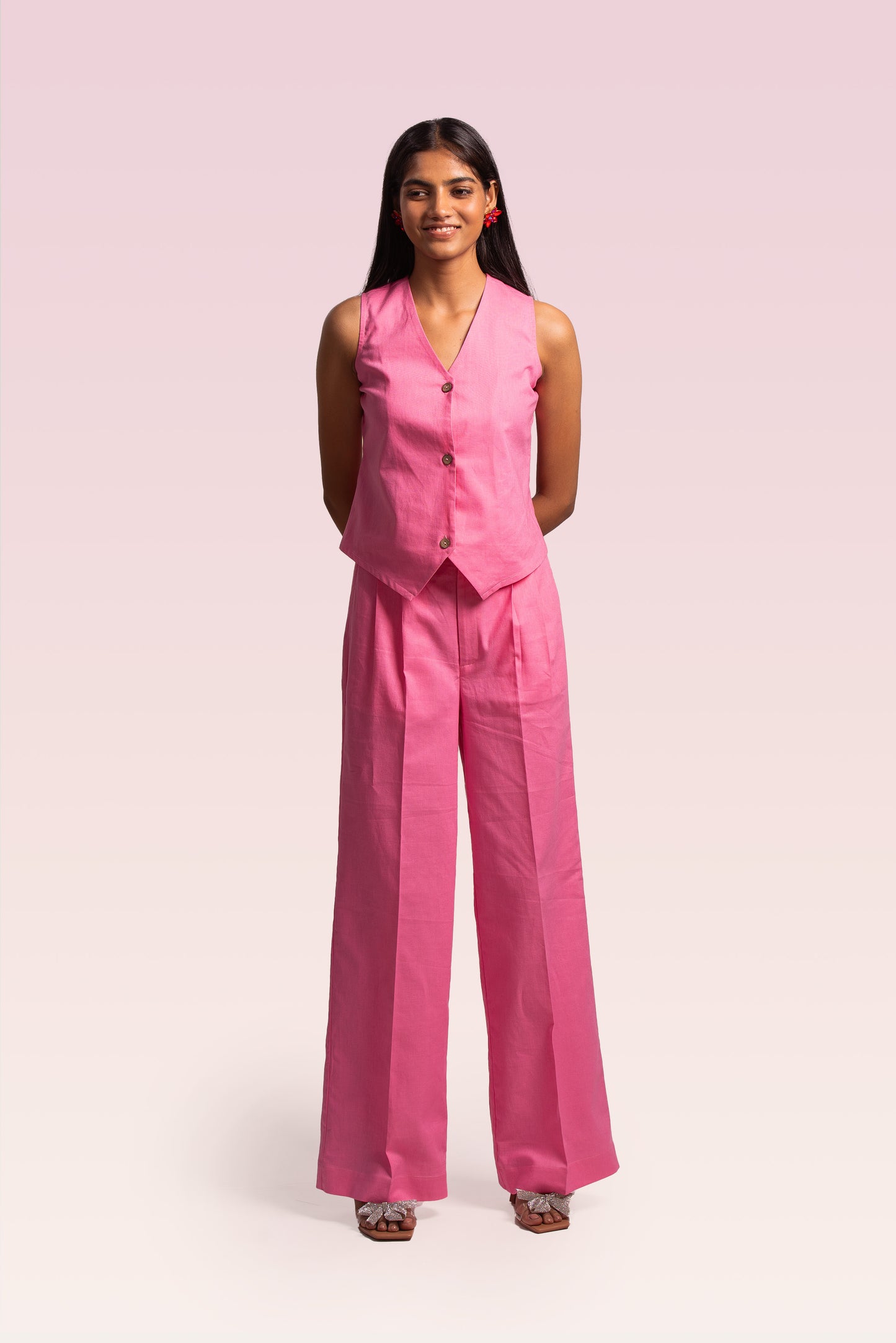 Litsea Waistcoat Set | Pink
