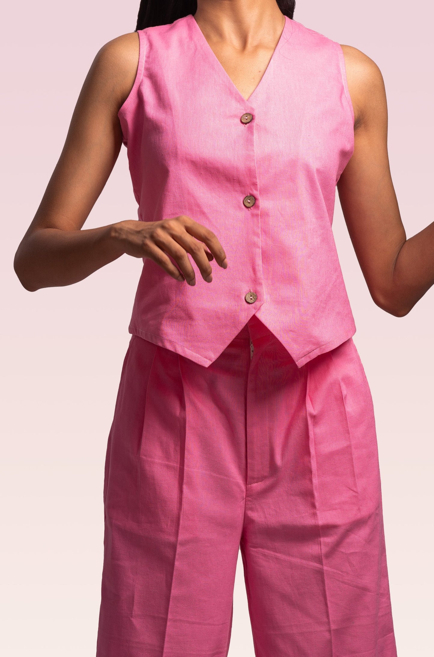 Litsea Waistcoat Set | Pink