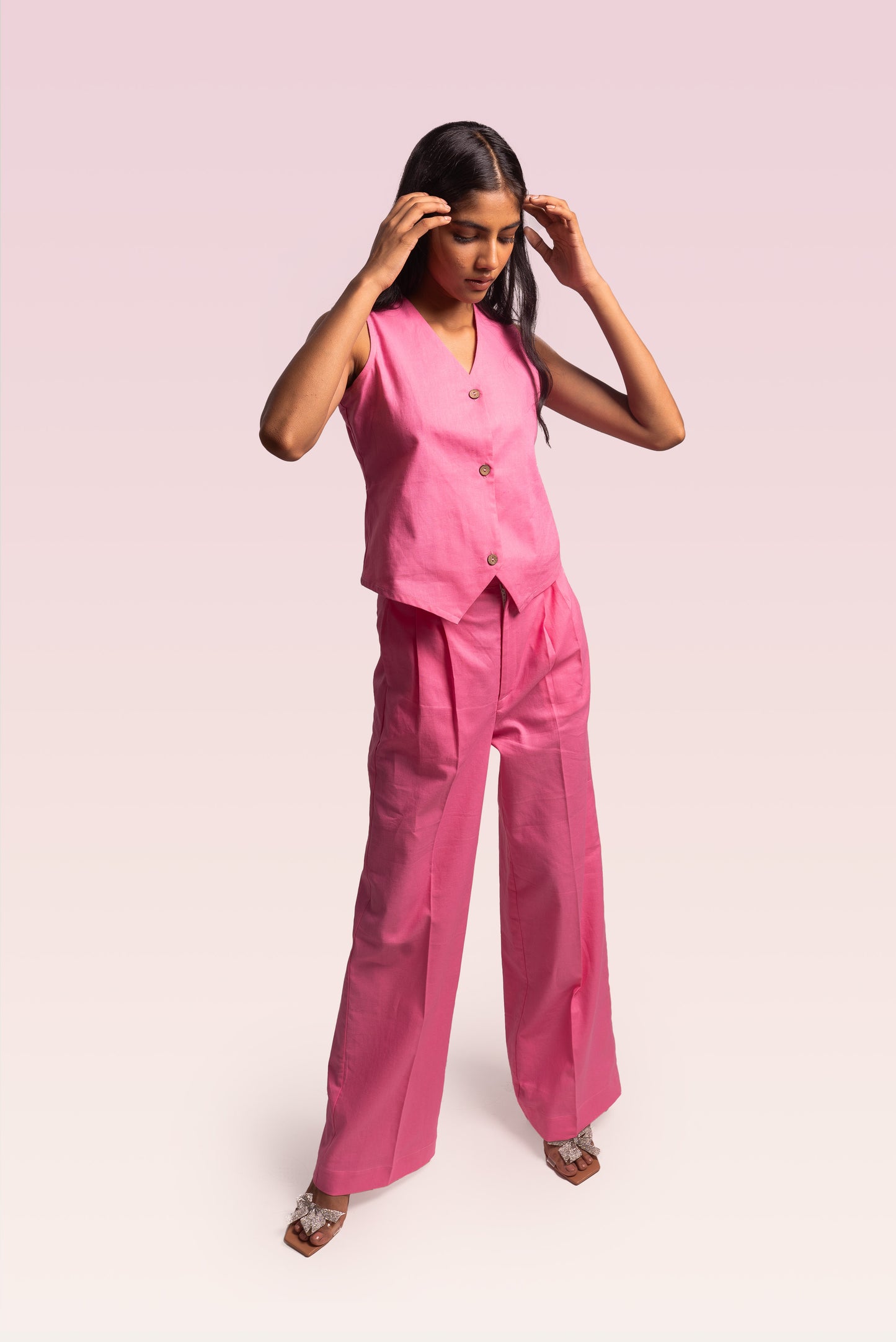 Litsea Waistcoat Set | Pink