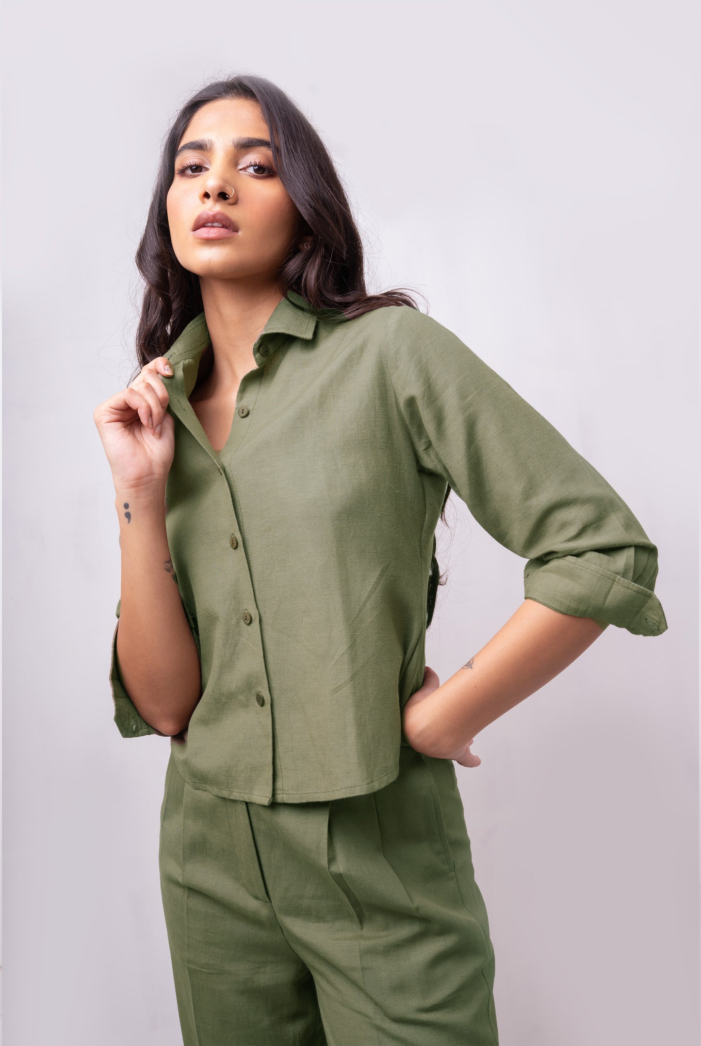 Enate Regular Shirt Set - Olive