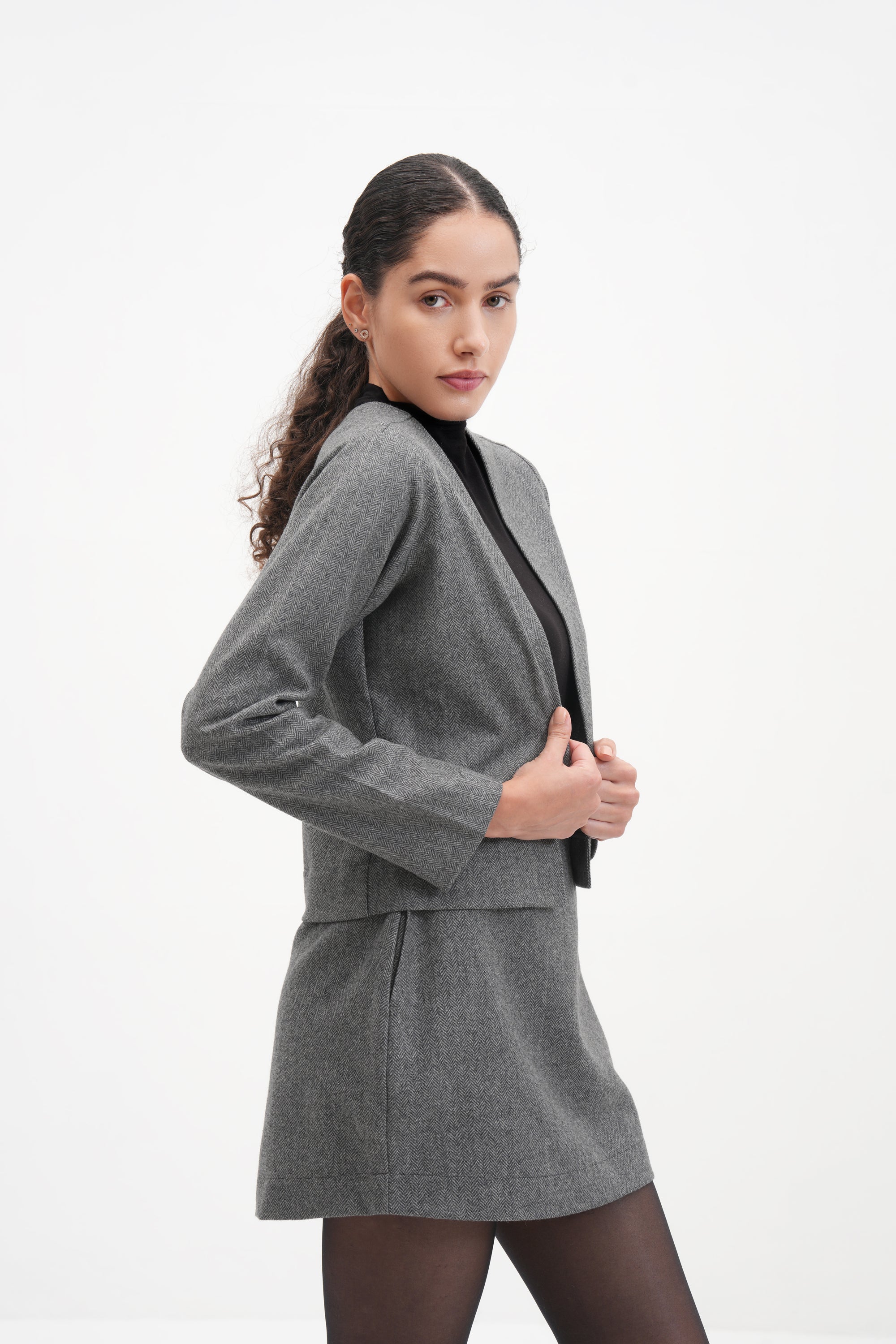 The Bae Jacket Grey Herringbone