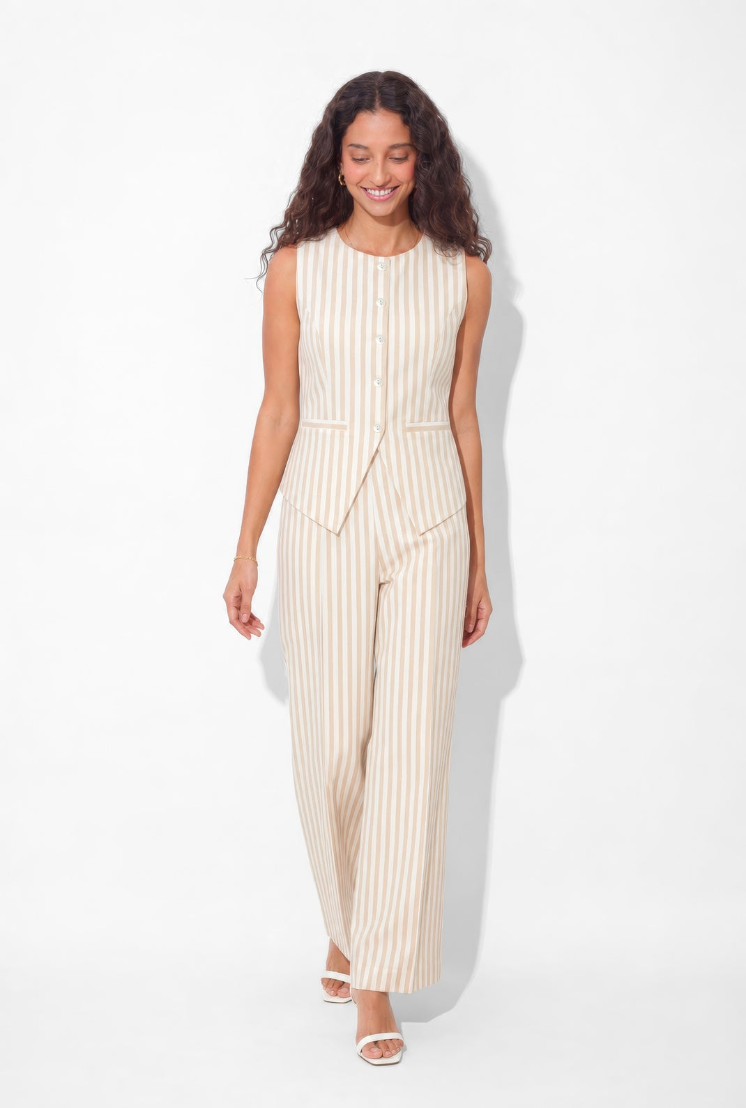 Soho Waistcoat Coord - Beige Stripe