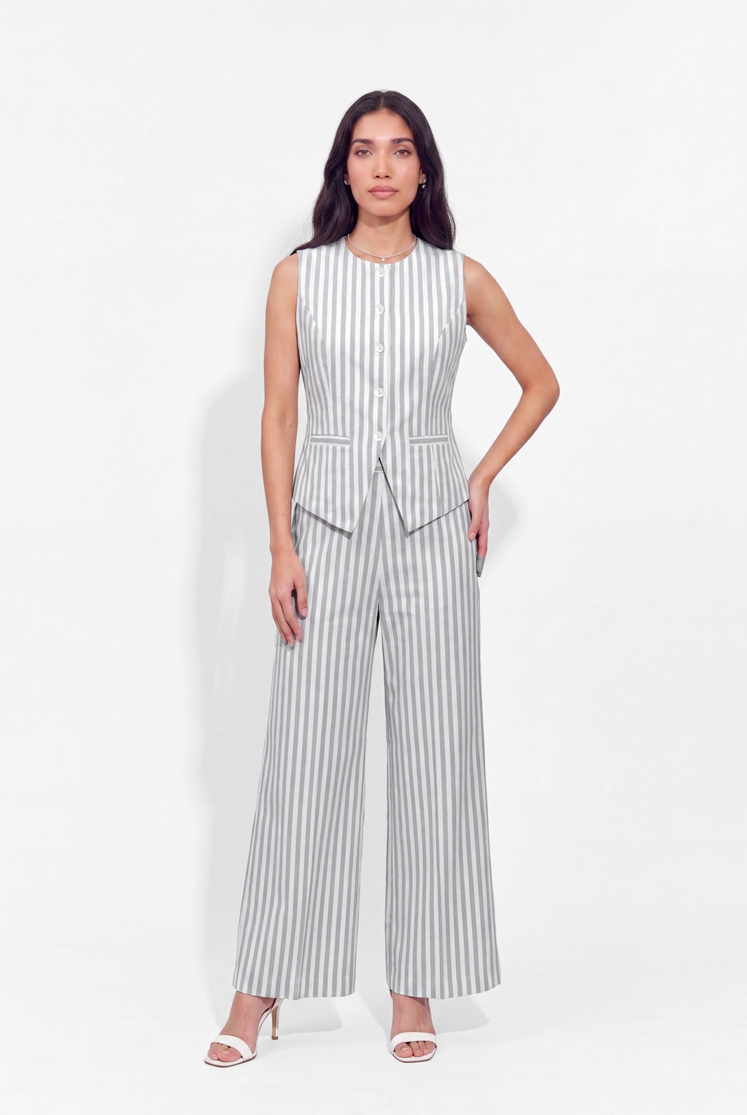 Soho Waistcoat Coord - Grey Stripe