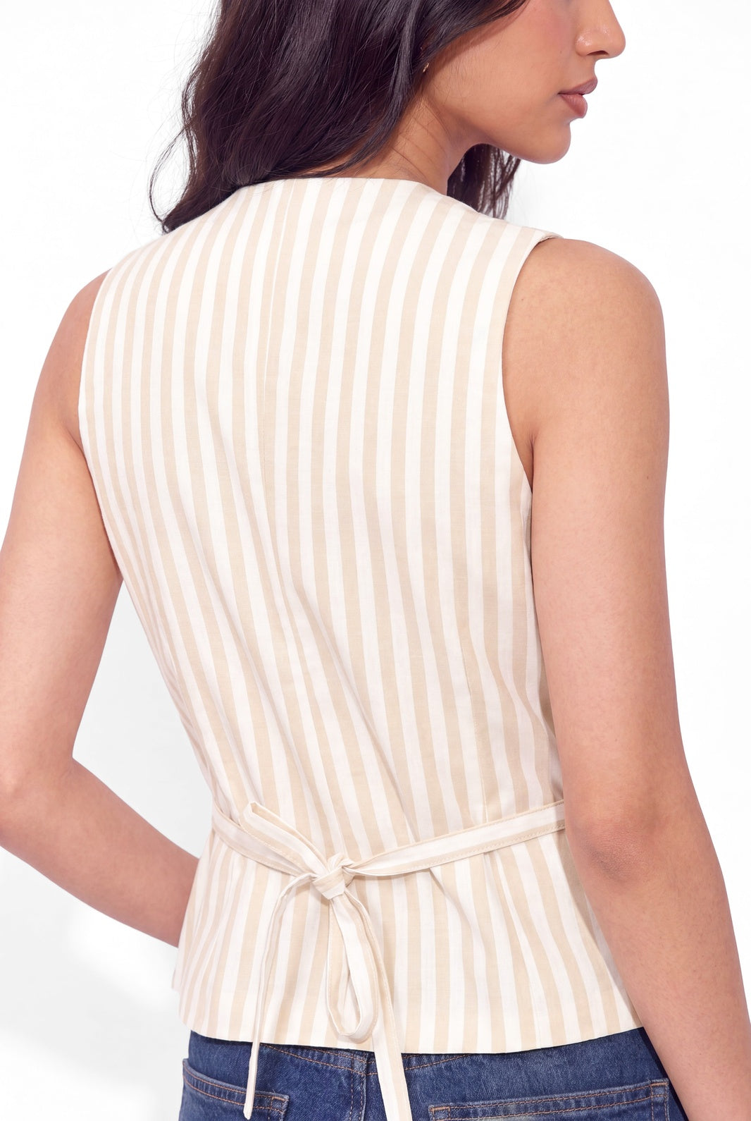 Soho Waistcoat - Beige Stripe