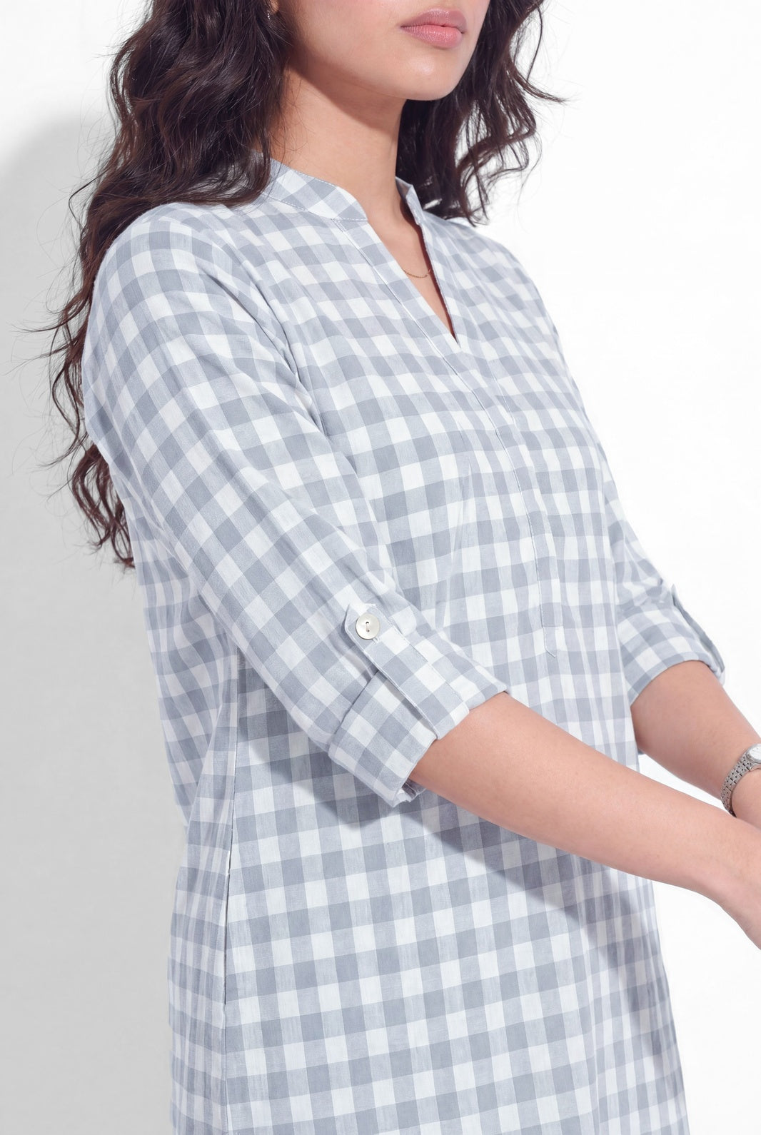 Mira Kurta Set - Blue Check