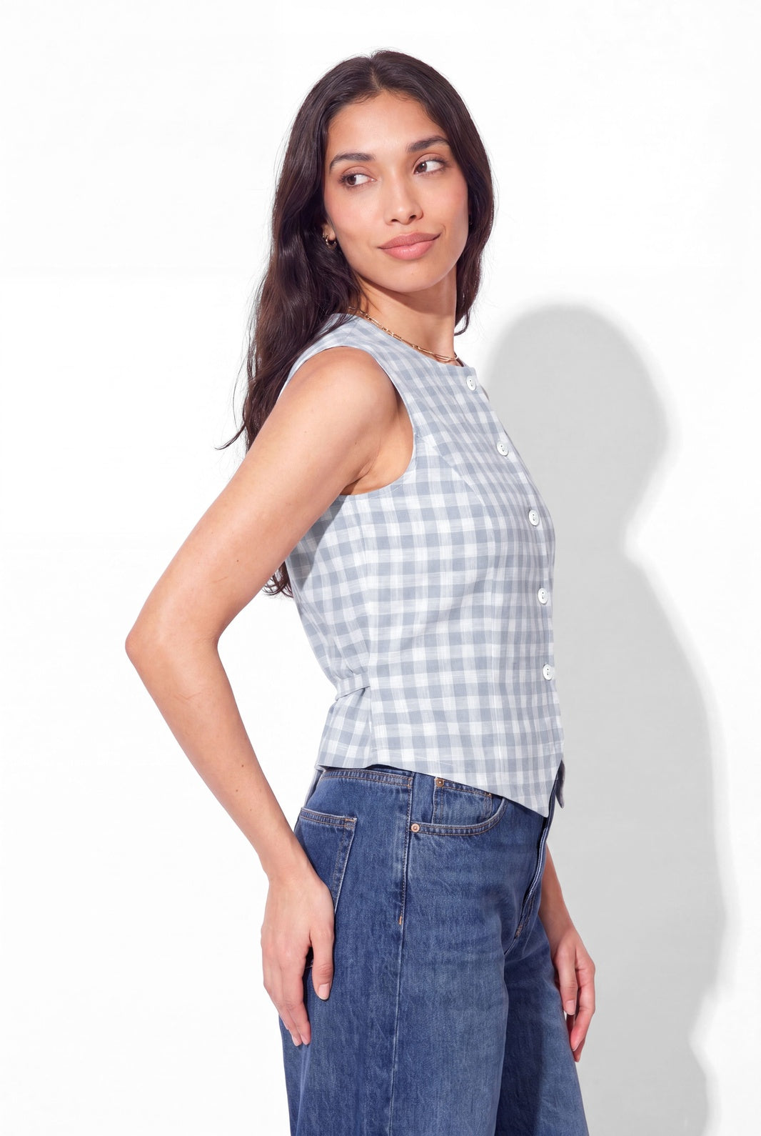 Ivy Waistcoat - Blue Check