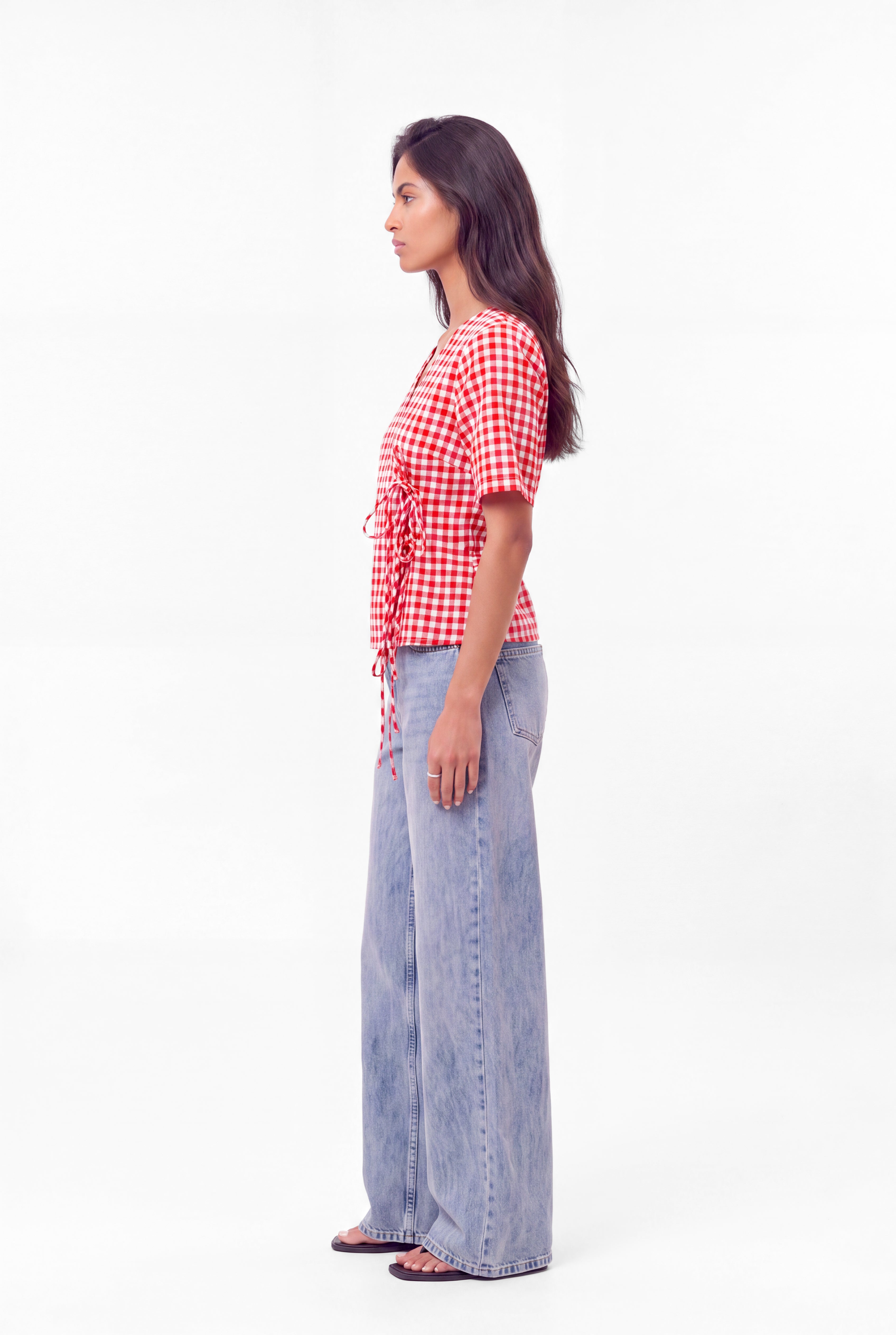Angrakha Top - Red Gingham