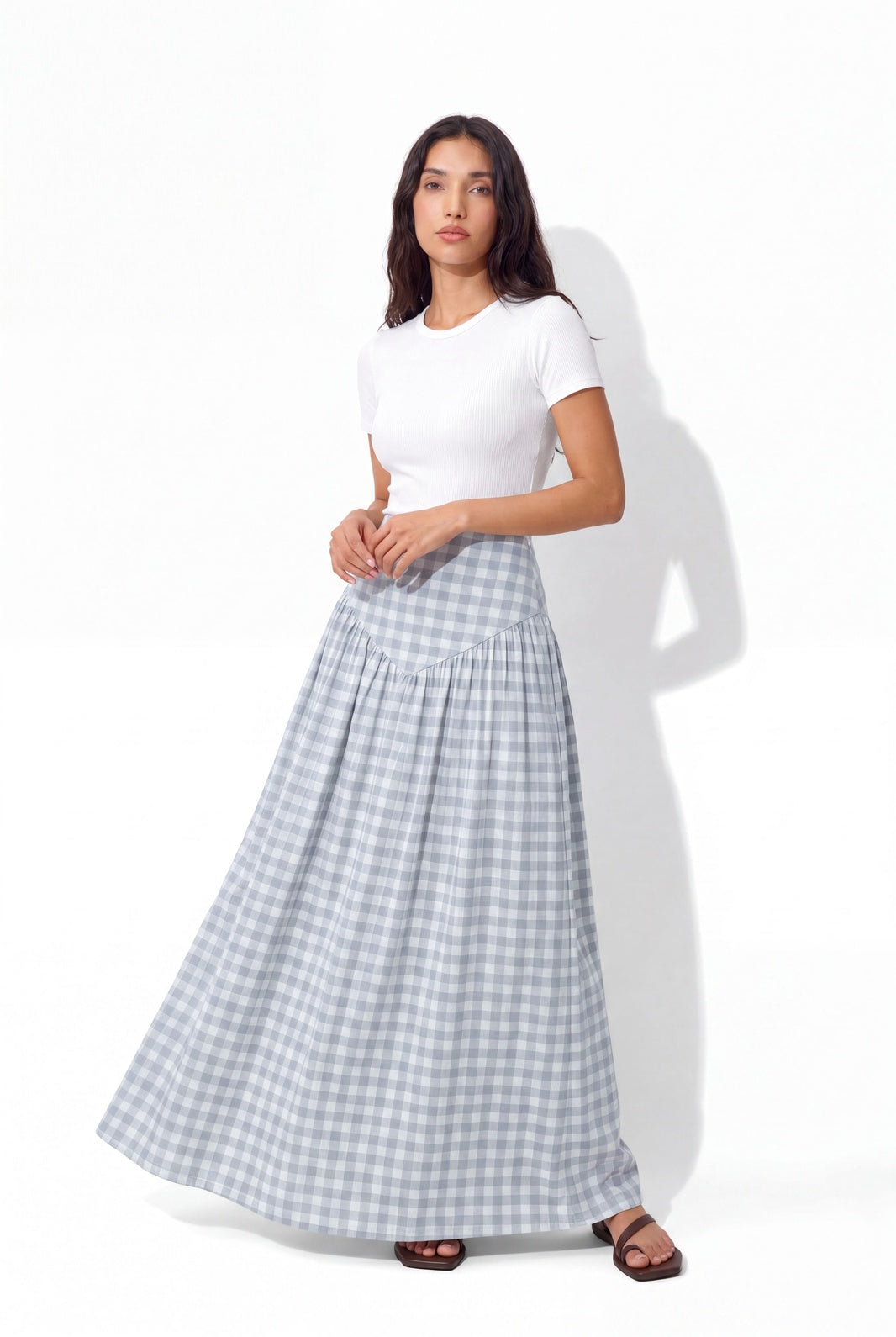 Cinch Skirt - Blue Check