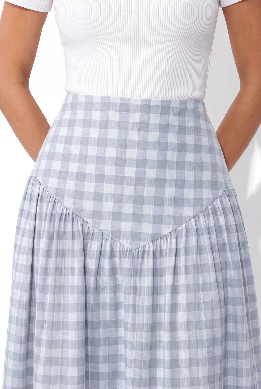 Cinch Skirt - Blue Check