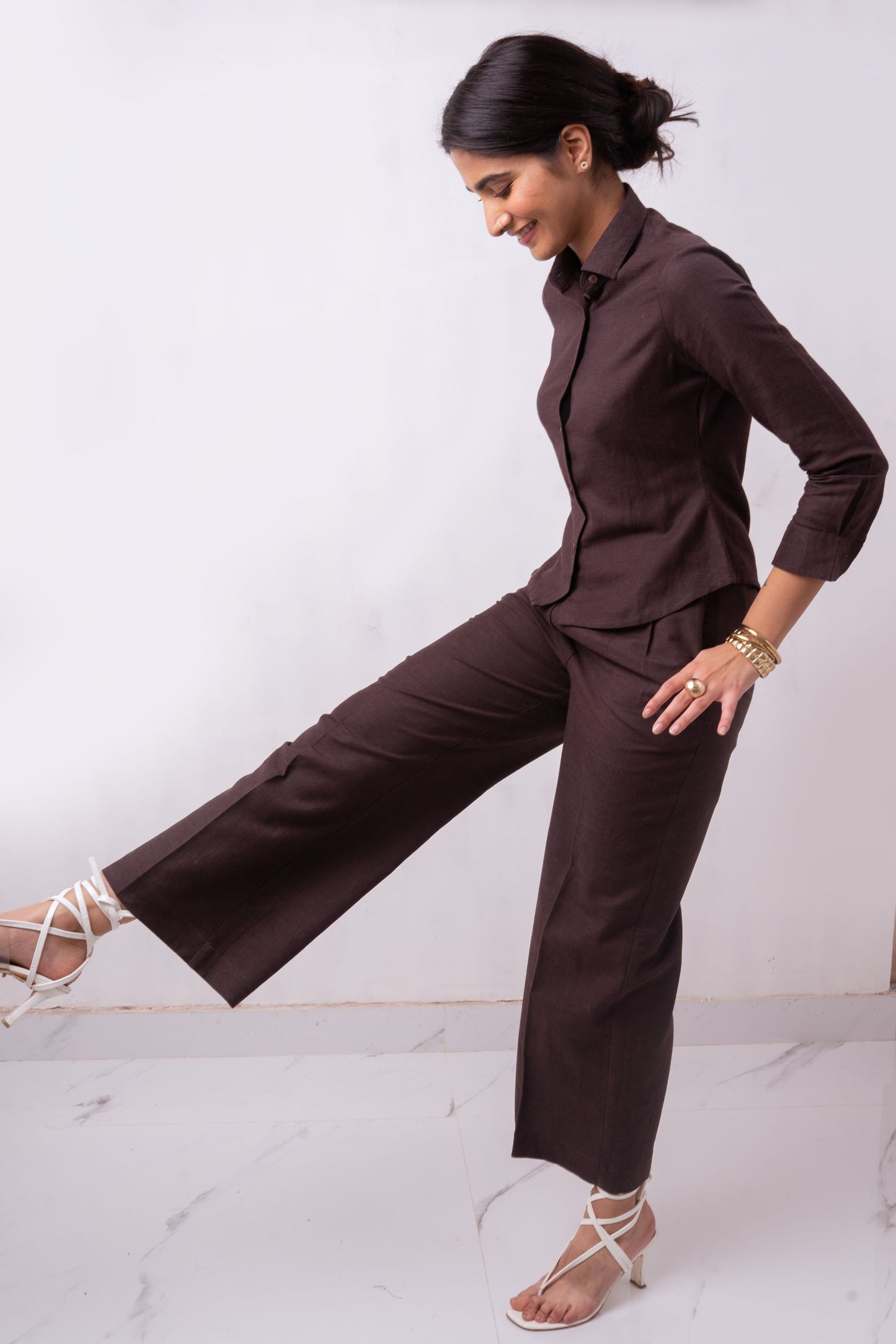 Girth High-Waisted Linen Pants | Coffee