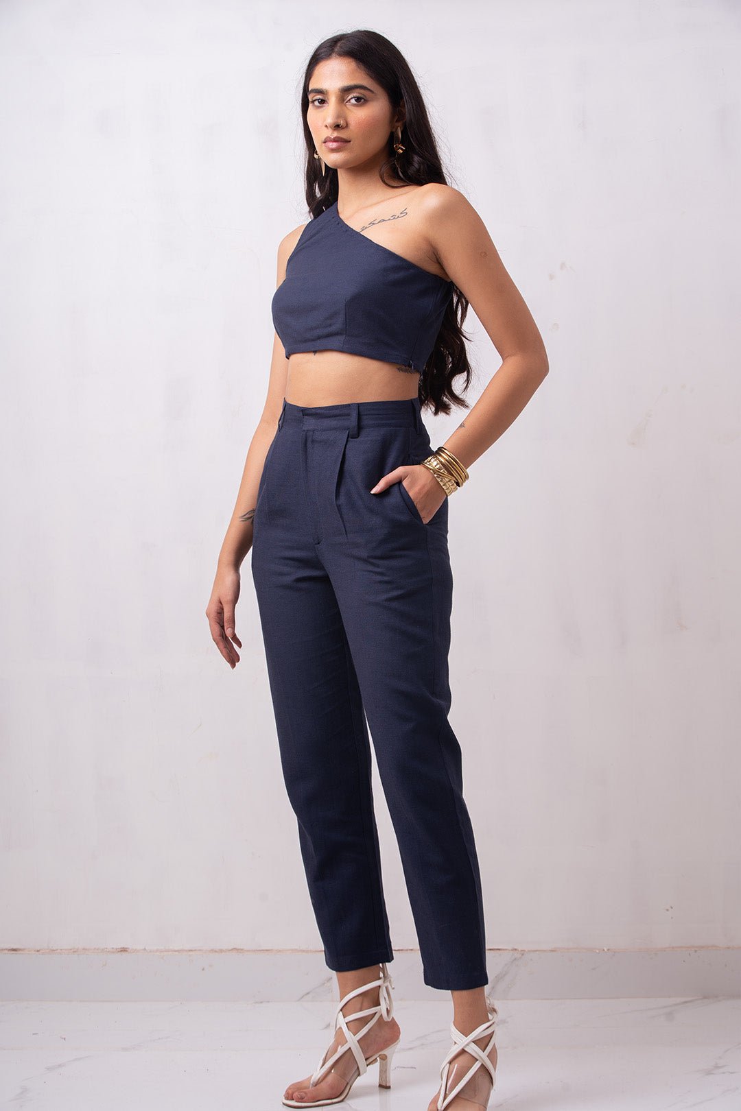 Hors High Waisted Trousers | Navy