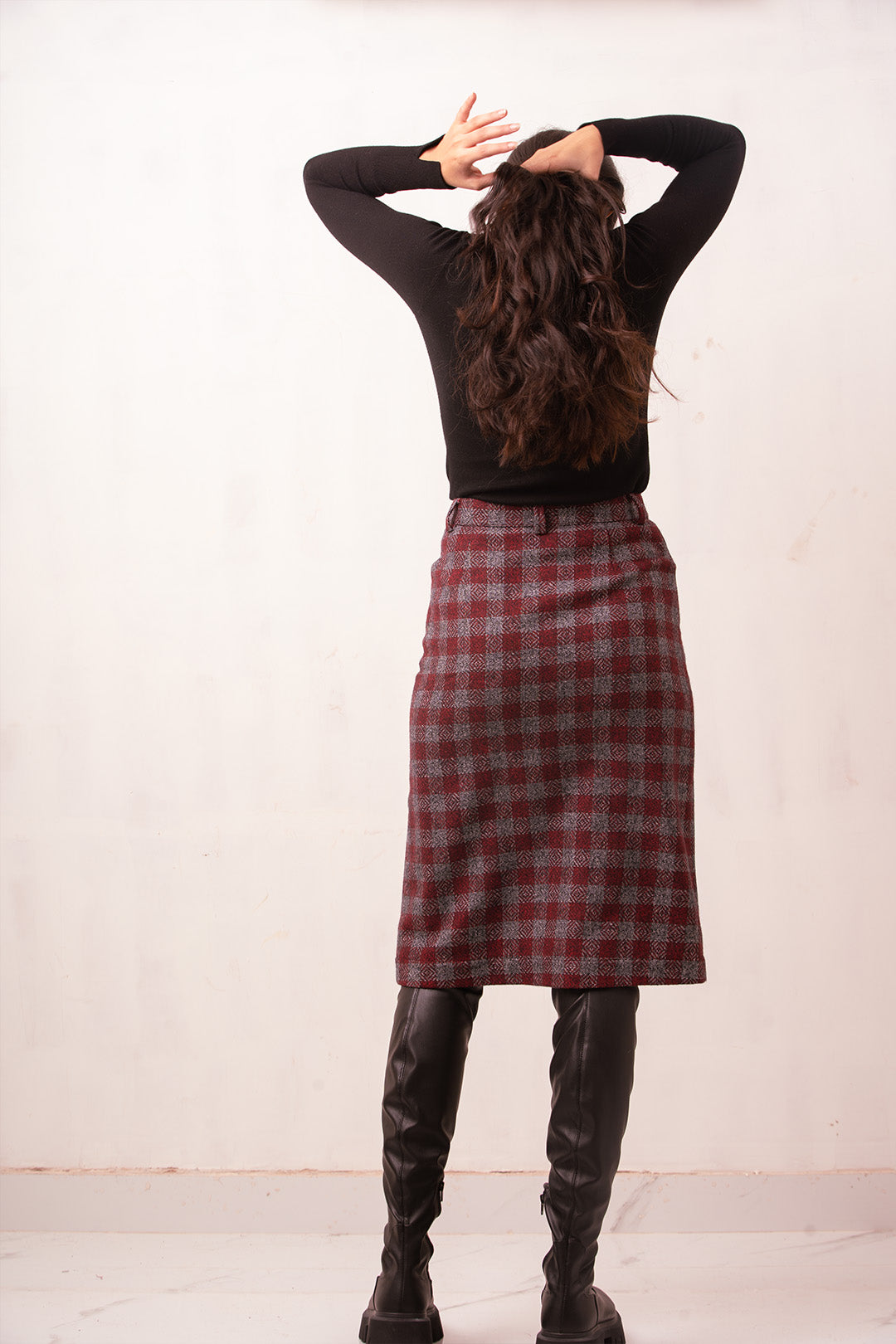Erma Woolen Skirt | Red Check