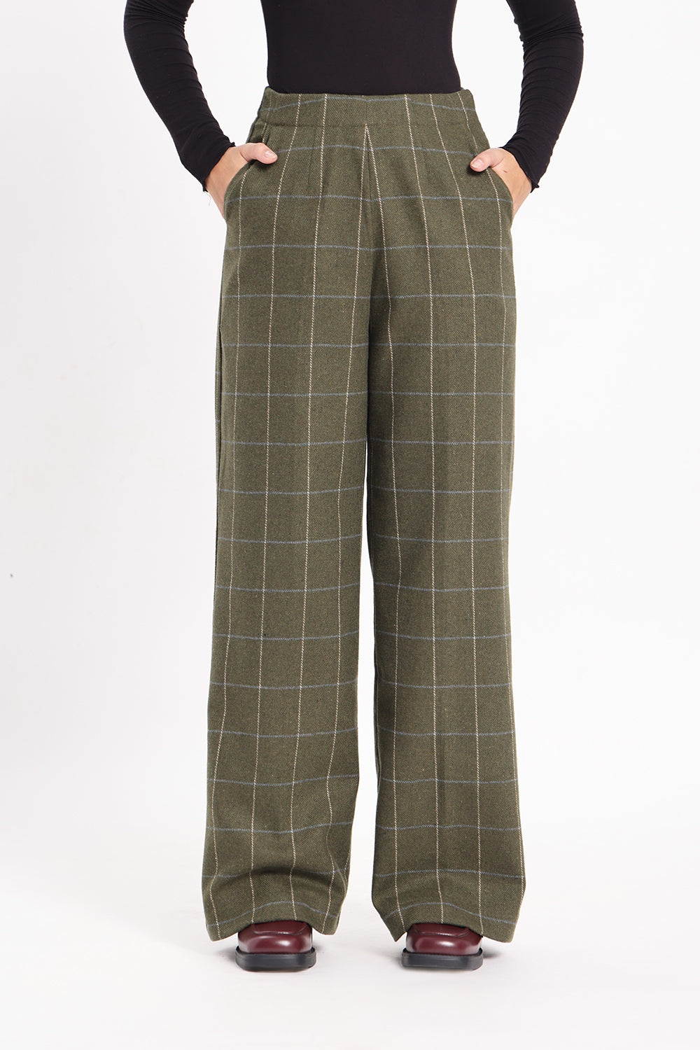Tweed Flow Pants - Green Check